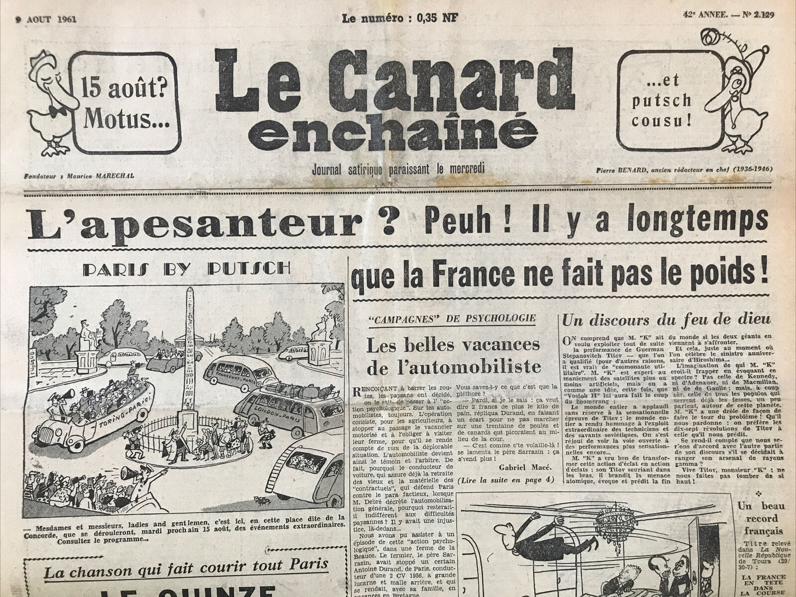 Couac ! | Acheter un Canard | Vente d'Anciens Journaux du Canard Enchaîné. Des Journaux Satiriques de Collection, Historiques & Authentiques de 1916 à 2004 ! | 2129