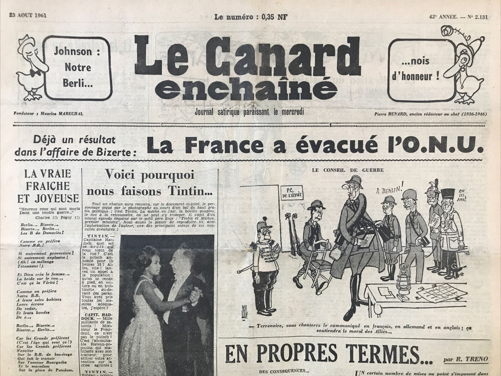 Couac ! | Acheter un Canard | Vente d'Anciens Journaux du Canard Enchaîné. Des Journaux Satiriques de Collection, Historiques & Authentiques de 1916 à 2004 ! | 2131