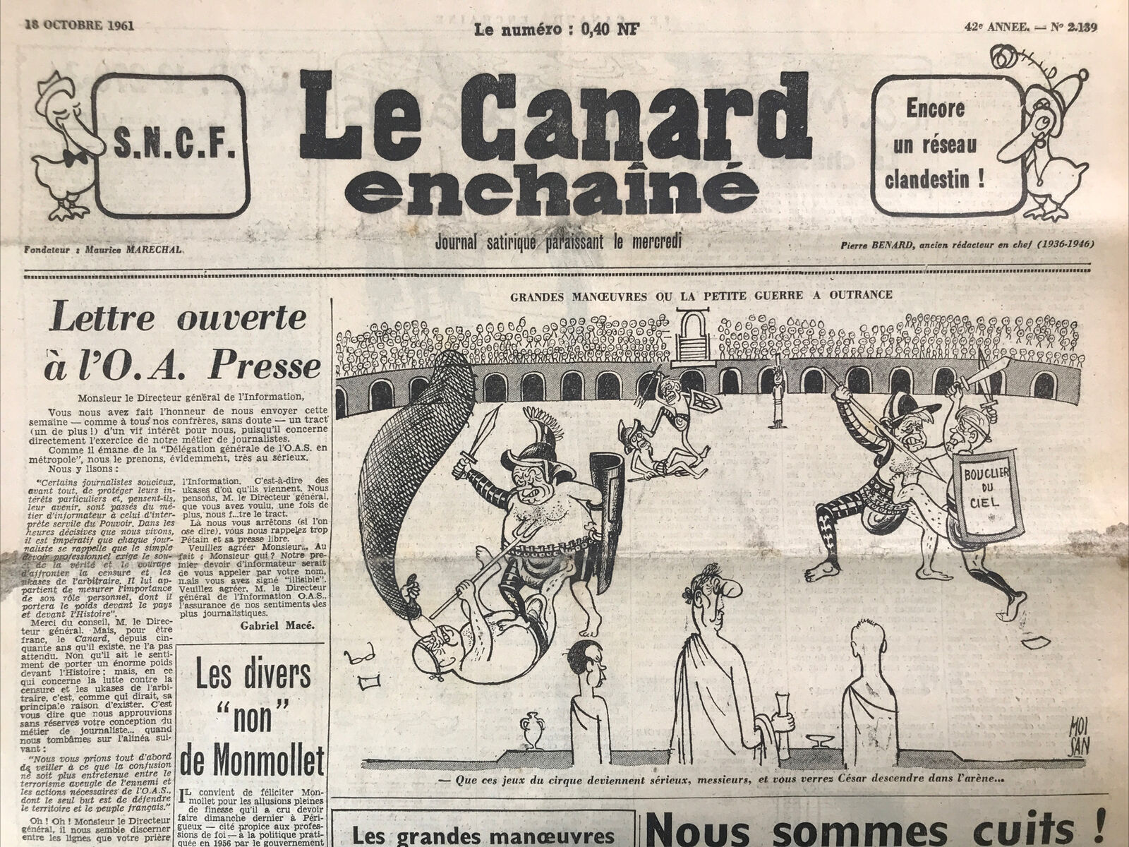 Couac ! | Acheter un Canard | Vente d'Anciens Journaux du Canard Enchaîné. Des Journaux Satiriques de Collection, Historiques & Authentiques de 1916 à 2004 ! | 2139