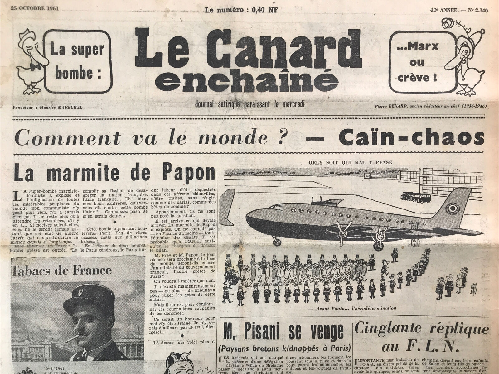 Couac ! | Acheter un Canard | Vente d'Anciens Journaux du Canard Enchaîné. Des Journaux Satiriques de Collection, Historiques & Authentiques de 1916 à 2004 ! | 2140