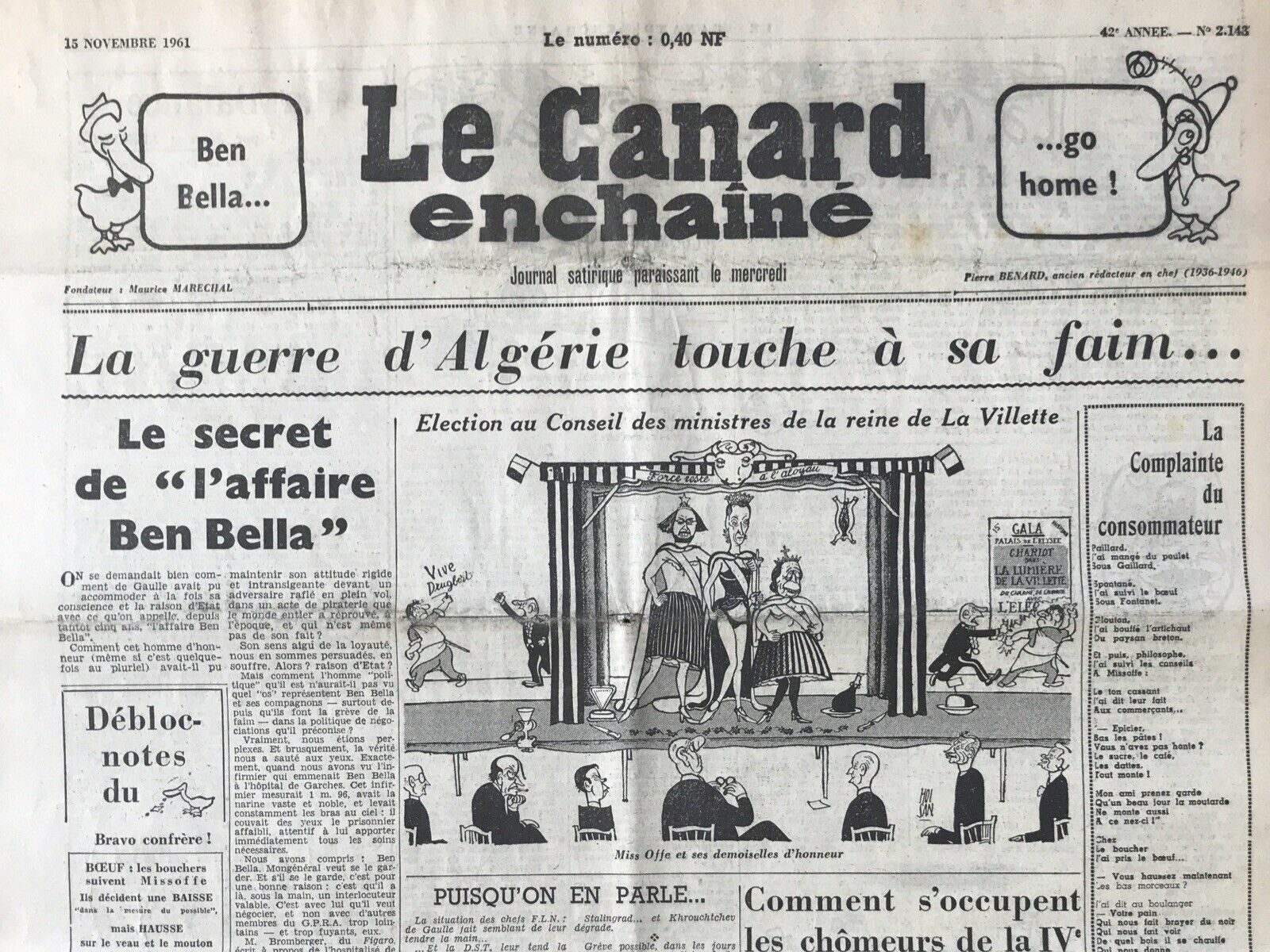 Couac ! | Acheter un Canard | Vente d'Anciens Journaux du Canard Enchaîné. Des Journaux Satiriques de Collection, Historiques & Authentiques de 1916 à 2004 ! | 2143 e1708205331434