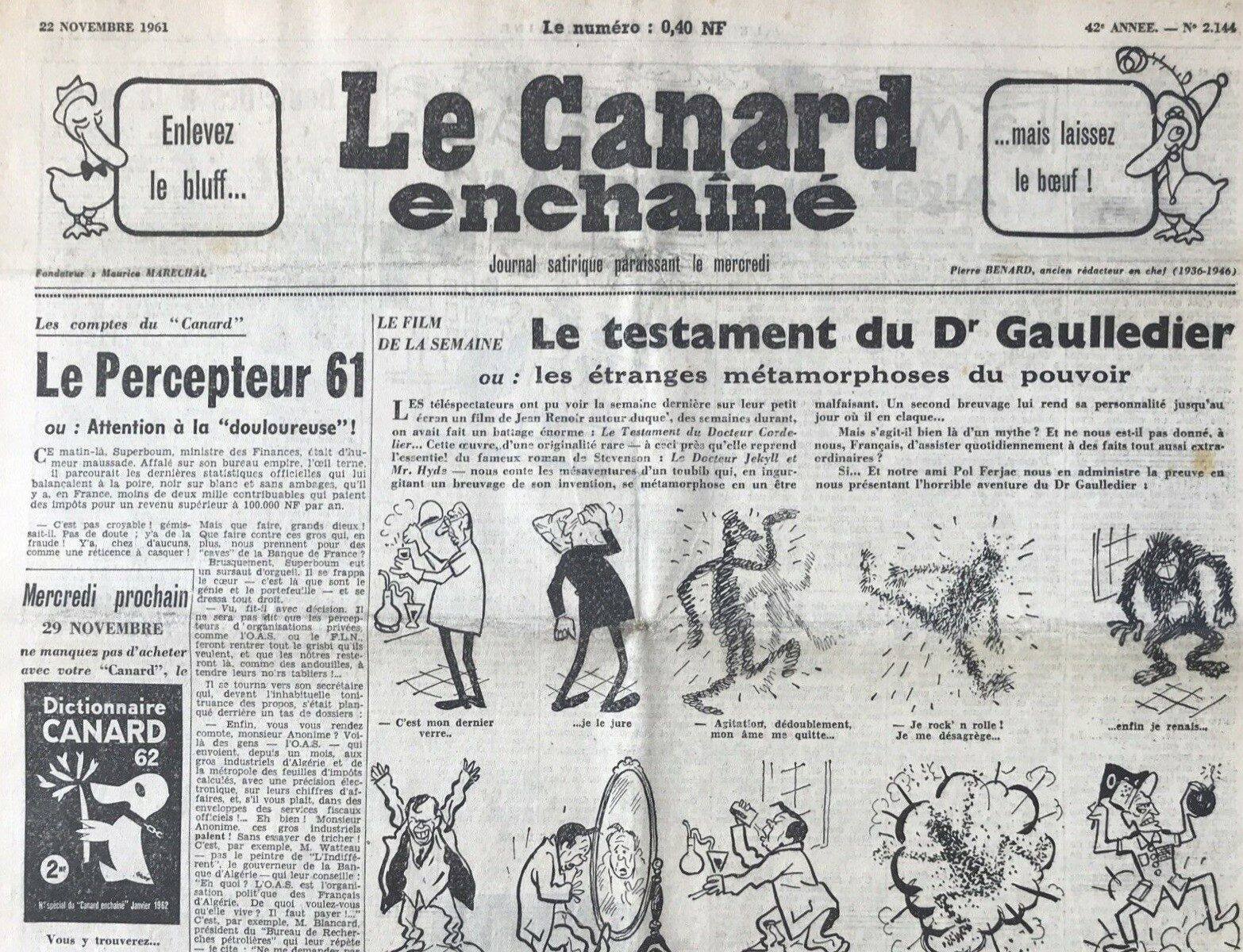 Couac ! | Acheter un Canard | Vente d'Anciens Journaux du Canard Enchaîné. Des Journaux Satiriques de Collection, Historiques & Authentiques de 1916 à 2004 ! | 2144 1 e1708205226383