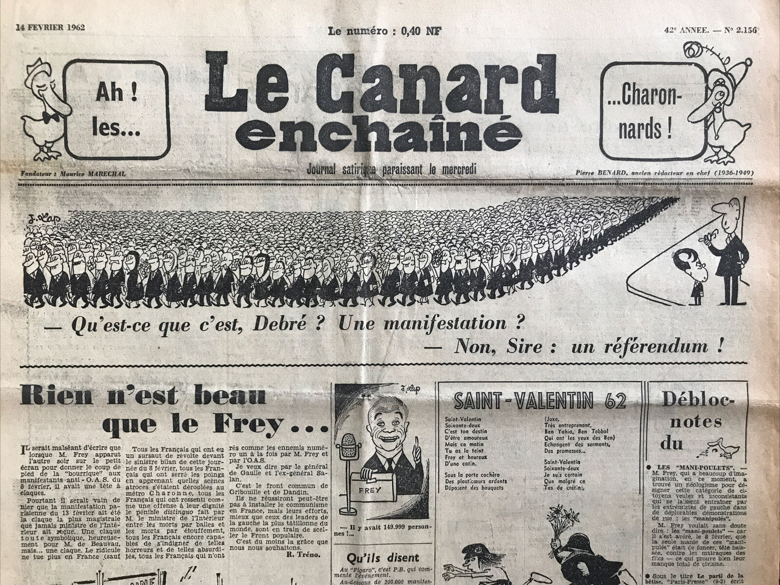 Couac ! | Acheter un Canard | Vente d'Anciens Journaux du Canard Enchaîné. Des Journaux Satiriques de Collection, Historiques & Authentiques de 1916 à 2004 ! | 2156