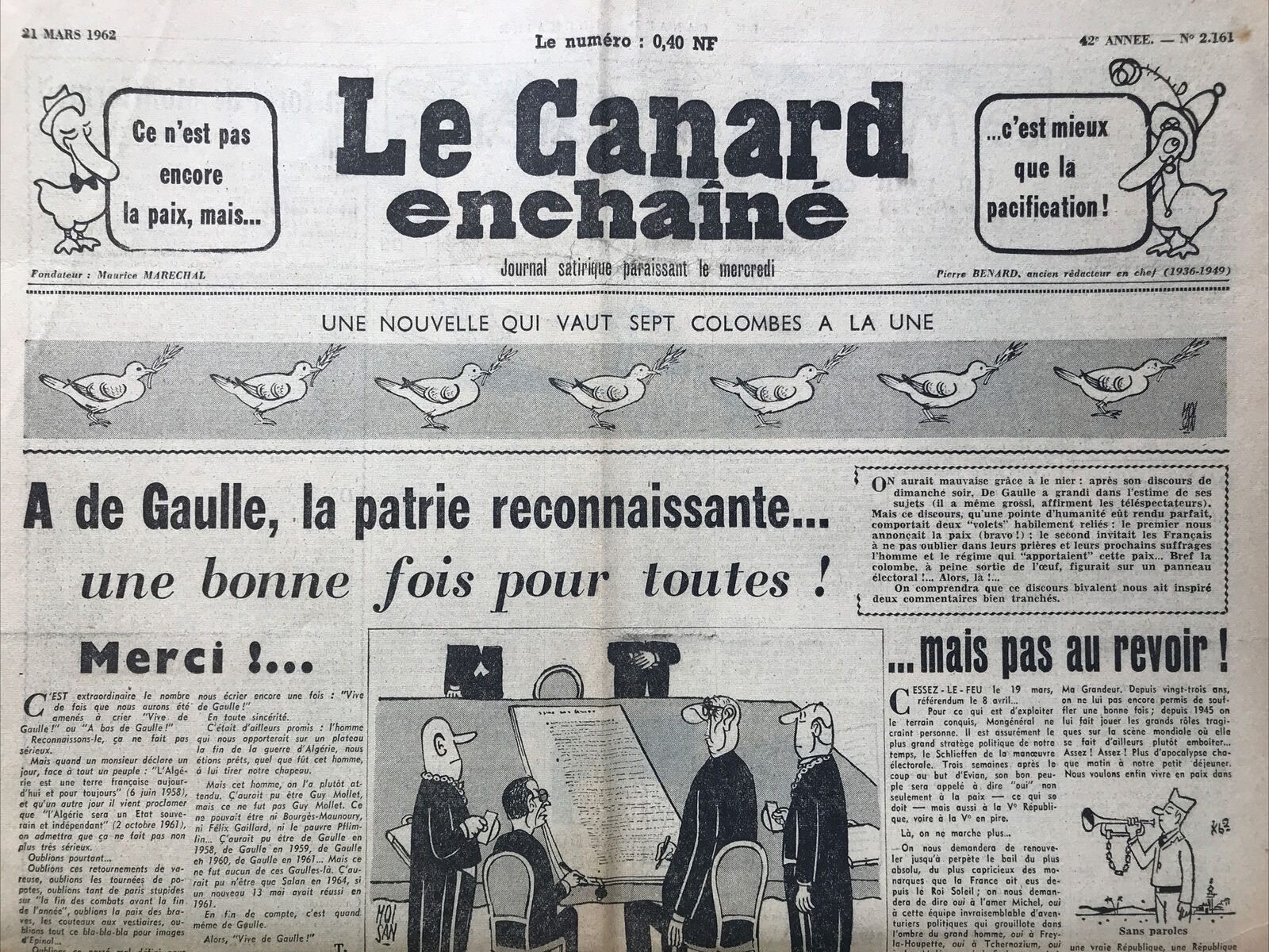 Couac ! | Acheter un Canard | Vente d'Anciens Journaux du Canard Enchaîné. Des Journaux Satiriques de Collection, Historiques & Authentiques de 1916 à 2004 ! | 2161