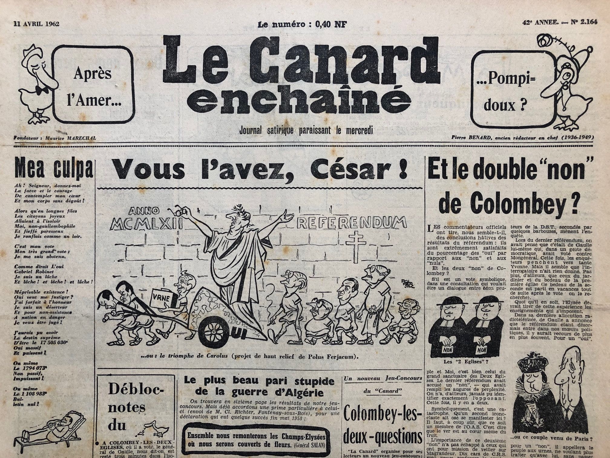 Couac ! | Acheter un Canard | Vente d'Anciens Journaux du Canard Enchaîné. Des Journaux Satiriques de Collection, Historiques & Authentiques de 1916 à 2004 ! | 2164 1