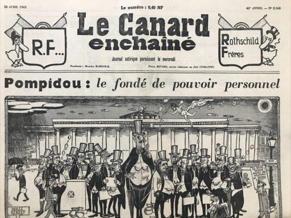 Couac ! | N° 2165 du Canard Enchaîné - 18 Avril 1962 | Nos Exemplaires du Canard Enchaîné sont archivés dans de bonnes conditions de conservation (obscurité, hygrométrie maitrisée et faible température), ce qui s'avère indispensable pour des journaux anciens. | 2165