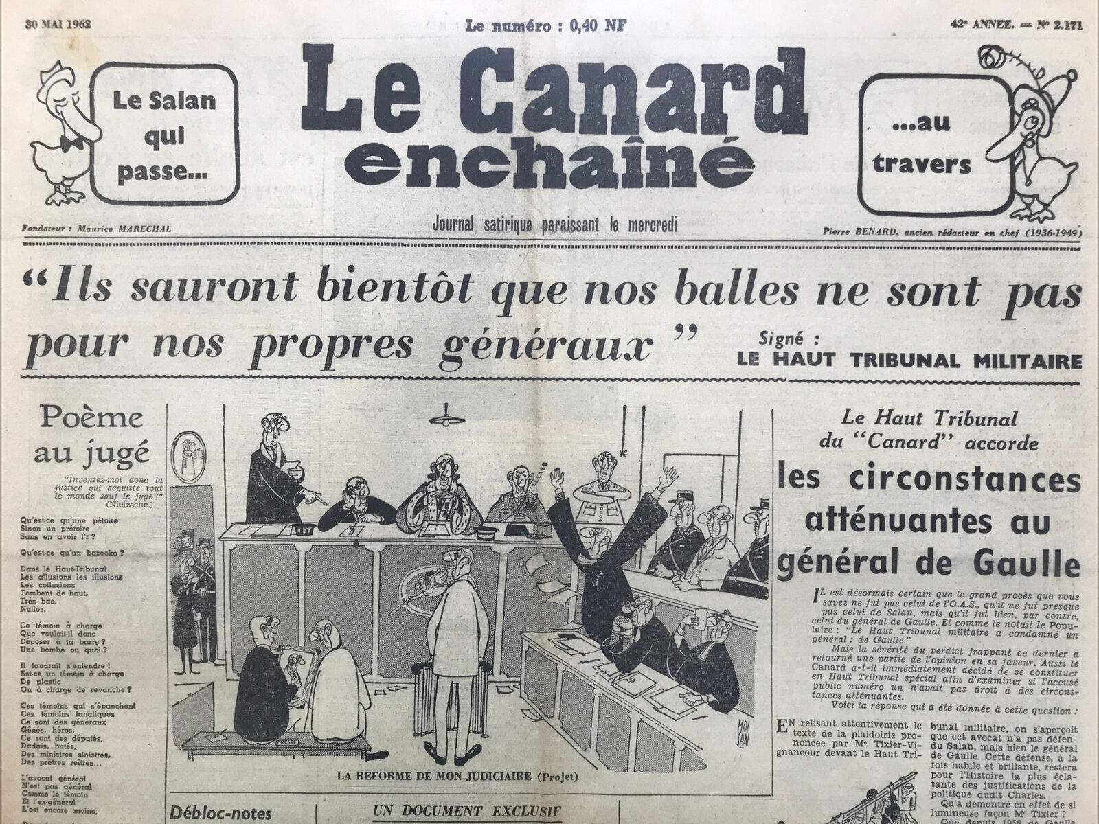 Couac ! | Acheter un Canard | Vente d'Anciens Journaux du Canard Enchaîné. Des Journaux Satiriques de Collection, Historiques & Authentiques de 1916 à 2004 ! | 2171