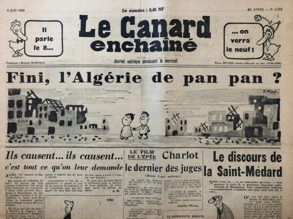 Couac ! | N° 2172 du Canard Enchaîné - 6 Juin 1962 | Un qui n'a pas mérité de mourir: Louis LECOIN, par Jérôme Gauthier. Louis Lecoin, figure de proue du mouvement pacifiste, a engagé une grève de la faim pour le statut d'objecteur de conscience. | 2172 1