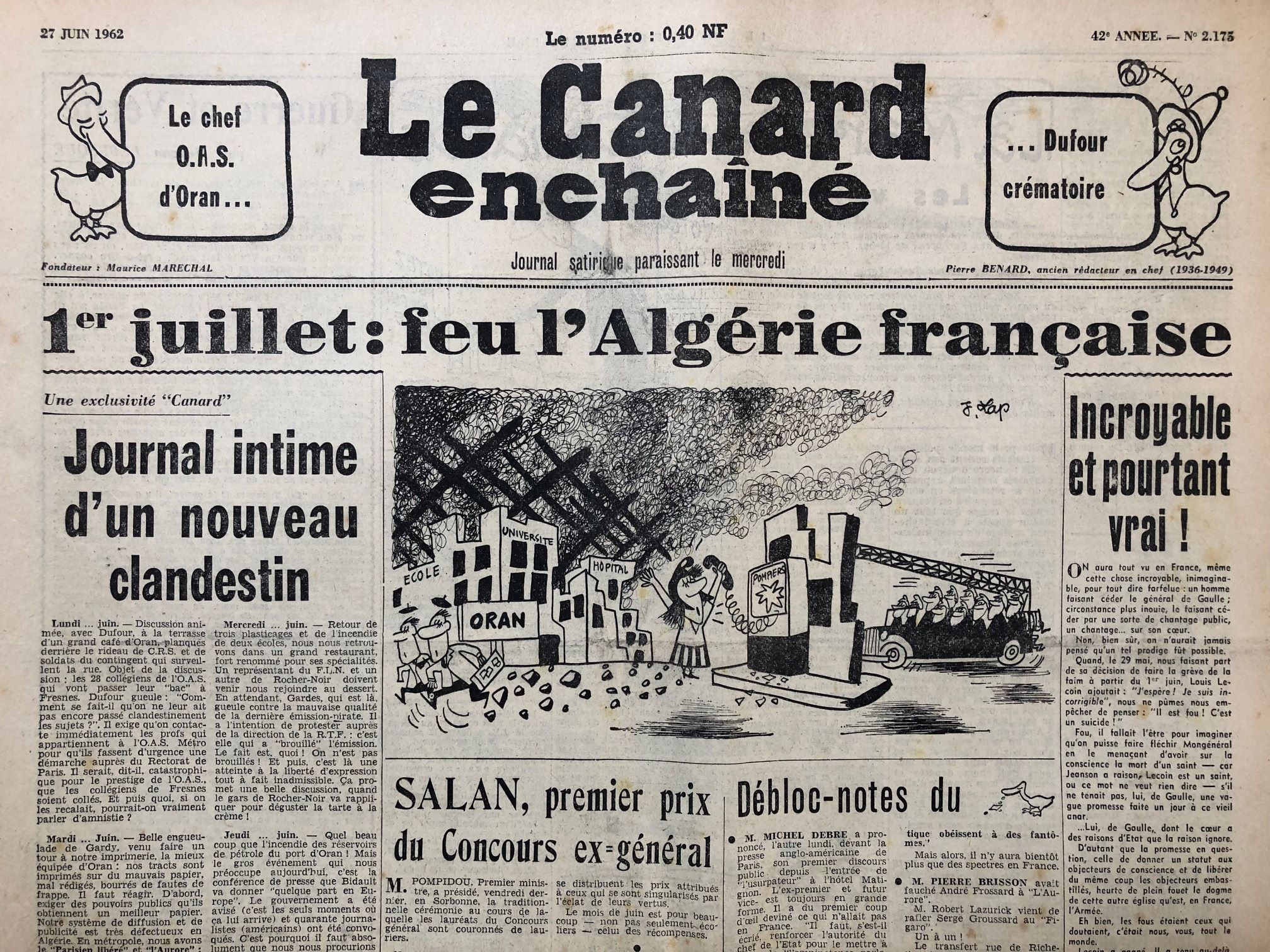 Couac ! | Acheter un Canard | Vente d'Anciens Journaux du Canard Enchaîné. Des Journaux Satiriques de Collection, Historiques & Authentiques de 1916 à 2004 ! | 2175 1