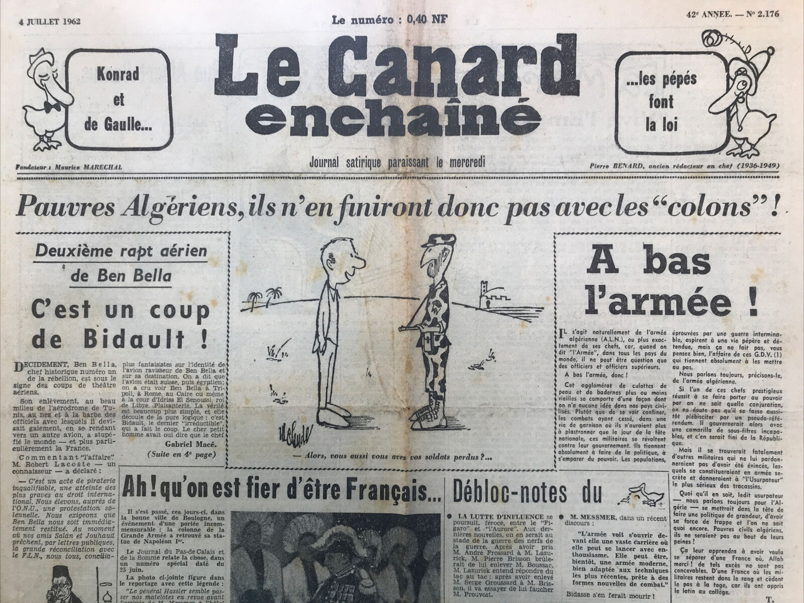 Couac ! | Acheter un Canard | Vente d'Anciens Journaux du Canard Enchaîné. Des Journaux Satiriques de Collection, Historiques & Authentiques de 1916 à 2004 ! | 2176