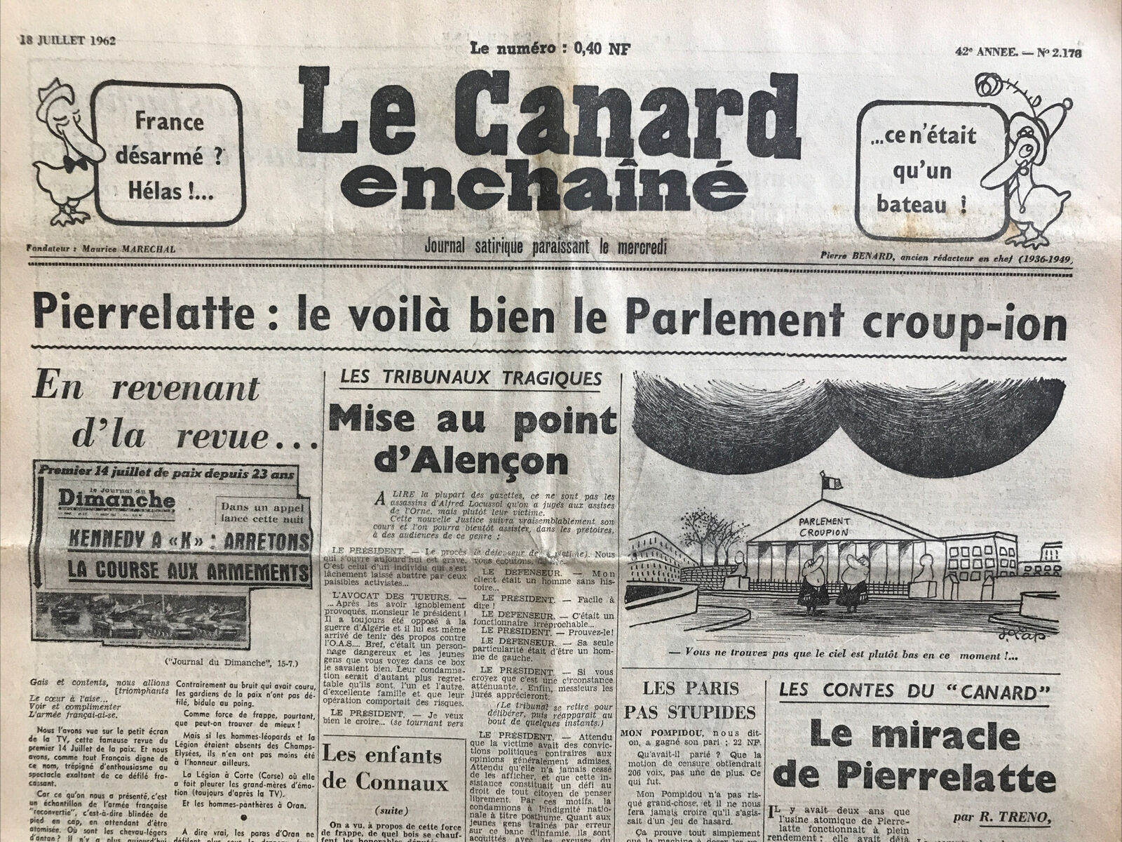 Couac ! | Acheter un Canard | Vente d'Anciens Journaux du Canard Enchaîné. Des Journaux Satiriques de Collection, Historiques & Authentiques de 1916 à 2004 ! | 2178