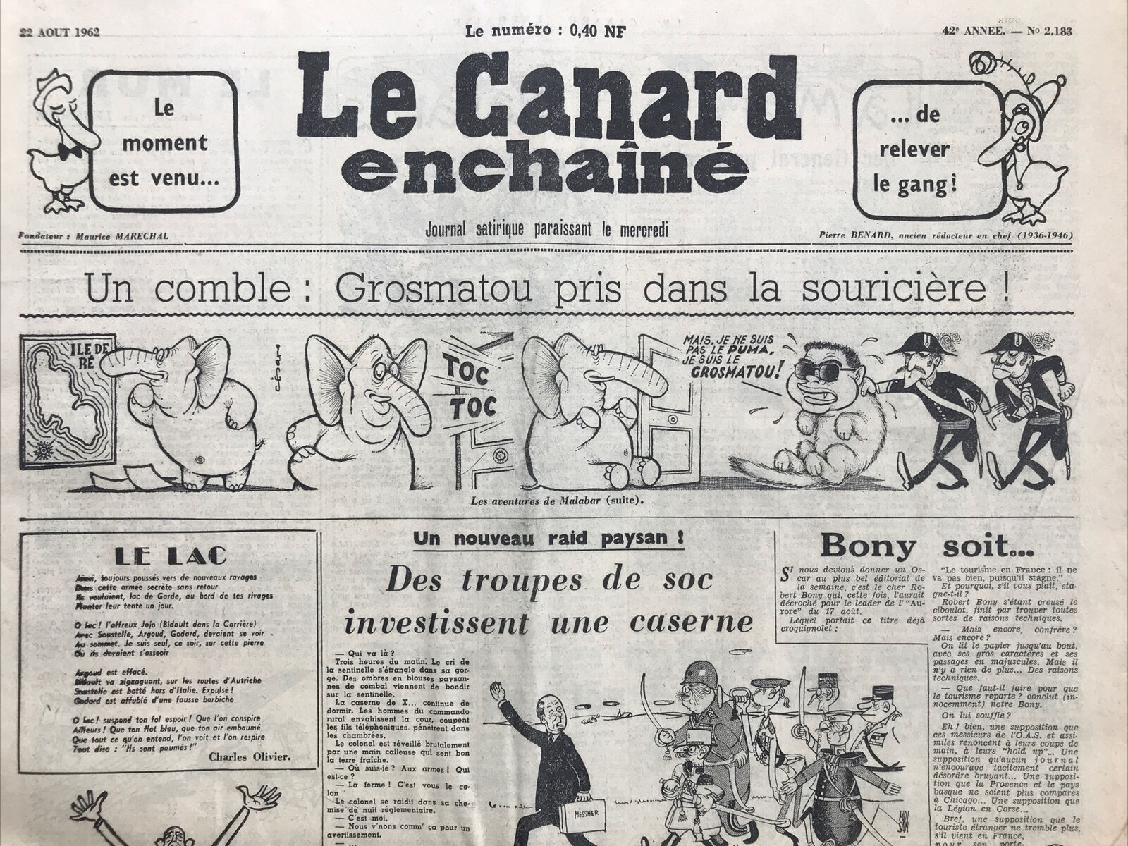 Couac ! | Acheter un Canard | Vente d'Anciens Journaux du Canard Enchaîné. Des Journaux Satiriques de Collection, Historiques & Authentiques de 1916 à 2004 ! | 2183