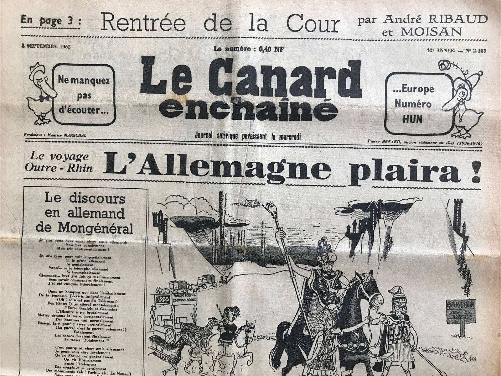 Couac ! | Acheter un Canard | Vente d'Anciens Journaux du Canard Enchaîné. Des Journaux Satiriques de Collection, Historiques & Authentiques de 1916 à 2004 ! | 2185