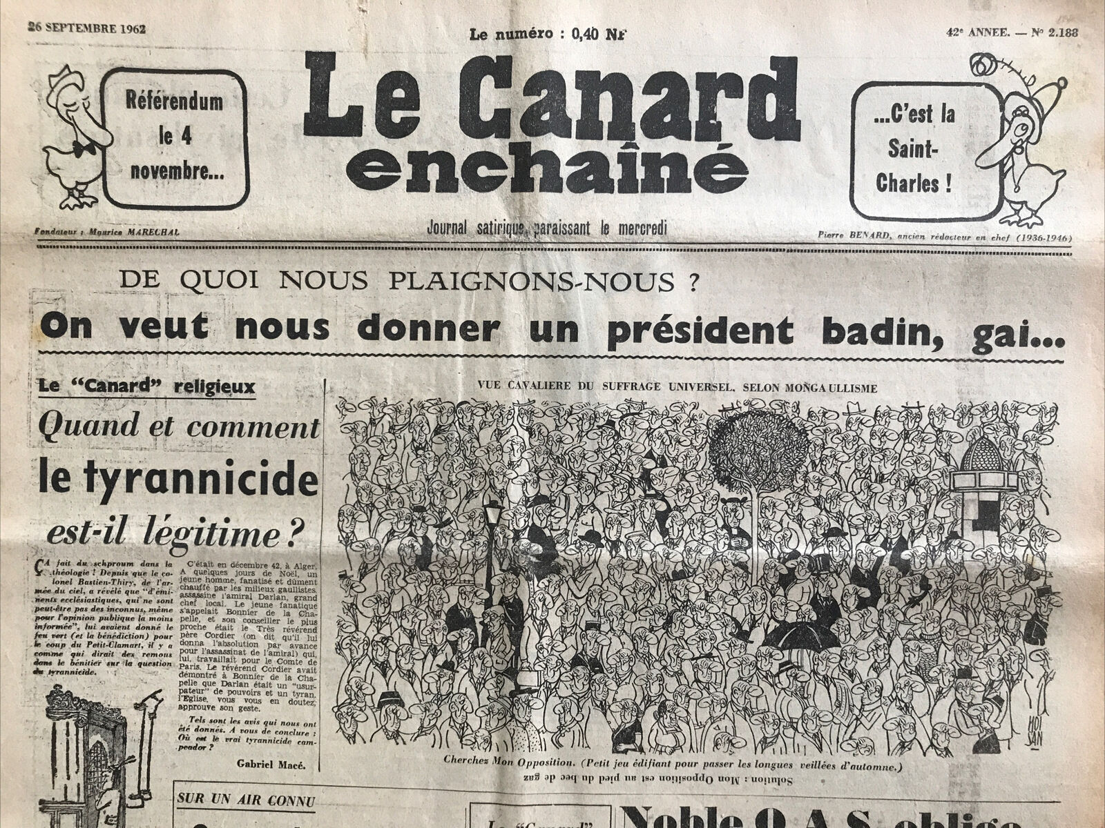 Couac ! | Acheter un Canard | Vente d'Anciens Journaux du Canard Enchaîné. Des Journaux Satiriques de Collection, Historiques & Authentiques de 1916 à 2004 ! | 2188