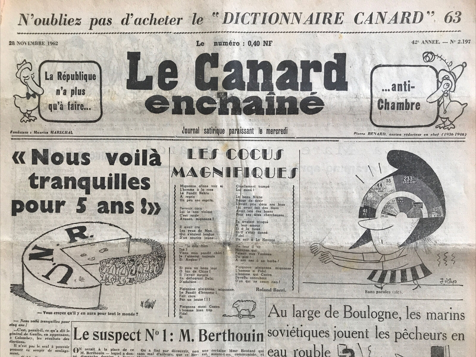 Couac ! | Acheter un Canard | Vente d'Anciens Journaux du Canard Enchaîné. Des Journaux Satiriques de Collection, Historiques & Authentiques de 1916 à 2004 ! | 2197