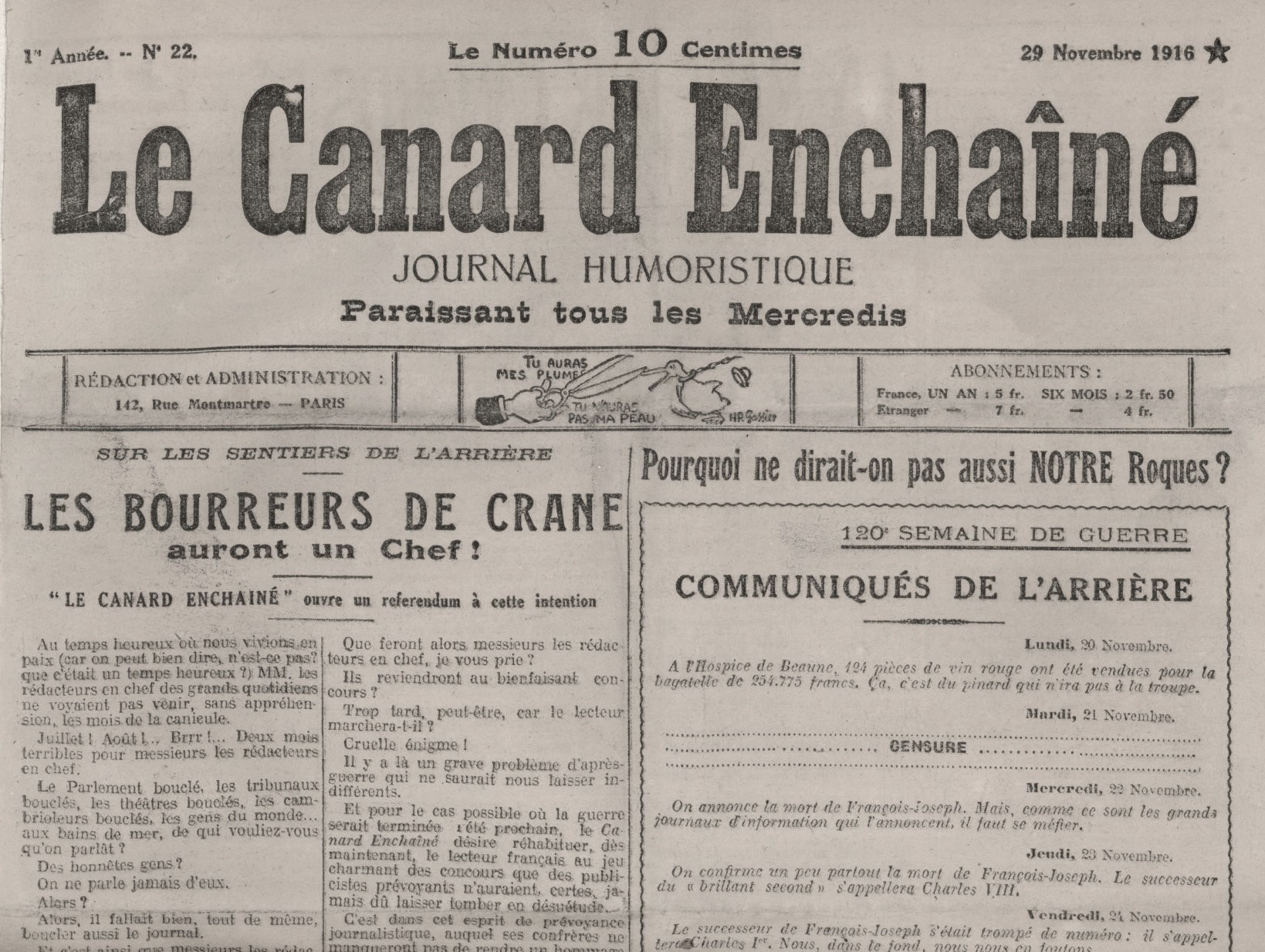 Couac ! | Acheter un Canard | Vente d'Anciens Journaux du Canard Enchaîné. Des Journaux Satiriques de Collection, Historiques & Authentiques de 1916 à 2004 ! | 22 7