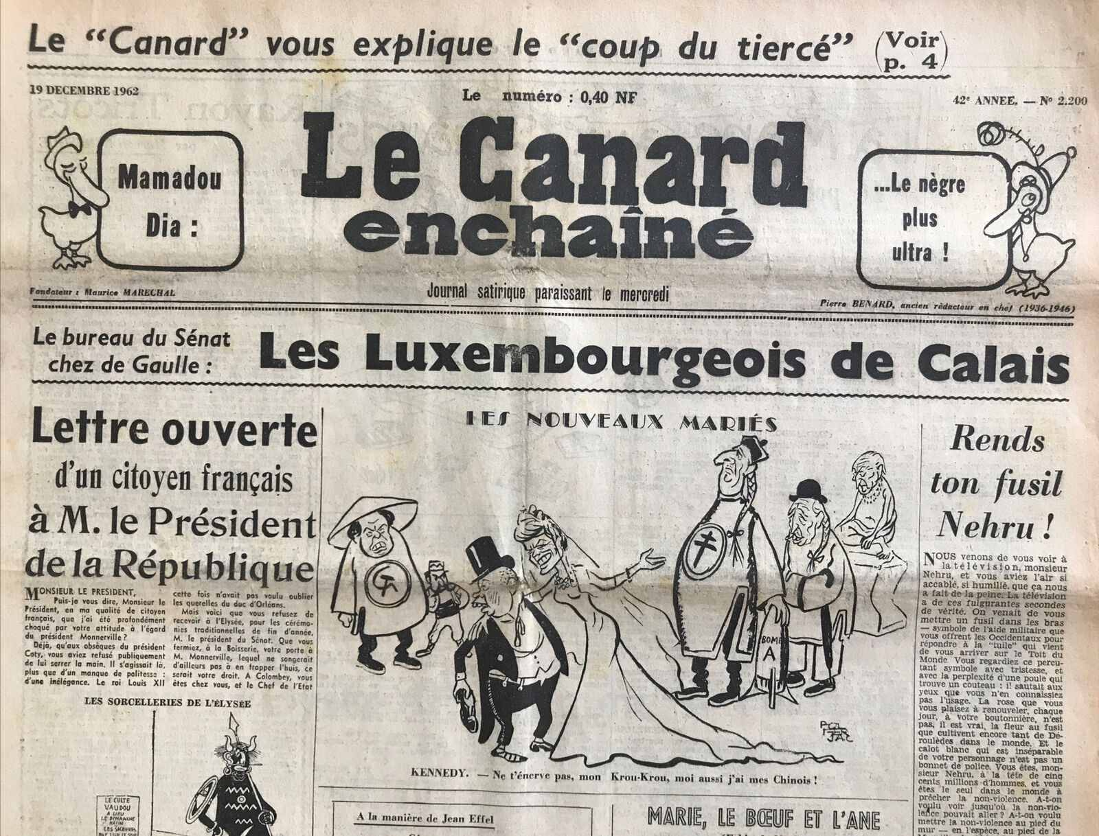 Couac ! | Acheter un Canard | Vente d'Anciens Journaux du Canard Enchaîné. Des Journaux Satiriques de Collection, Historiques & Authentiques de 1916 à 2004 ! | 2200