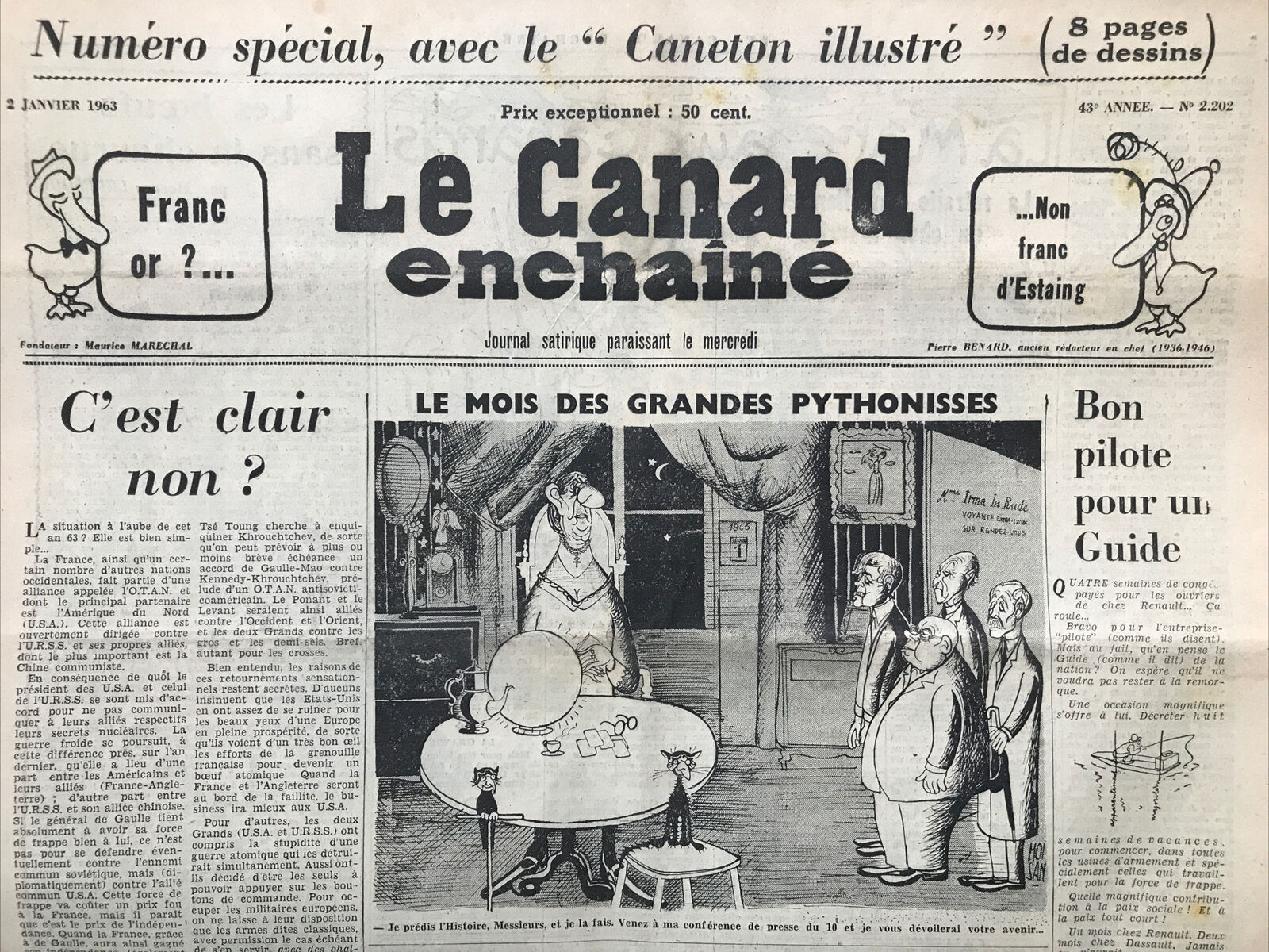 Couac ! | Acheter un Canard | Vente d'Anciens Journaux du Canard Enchaîné. Des Journaux Satiriques de Collection, Historiques & Authentiques de 1916 à 2004 ! | 2202