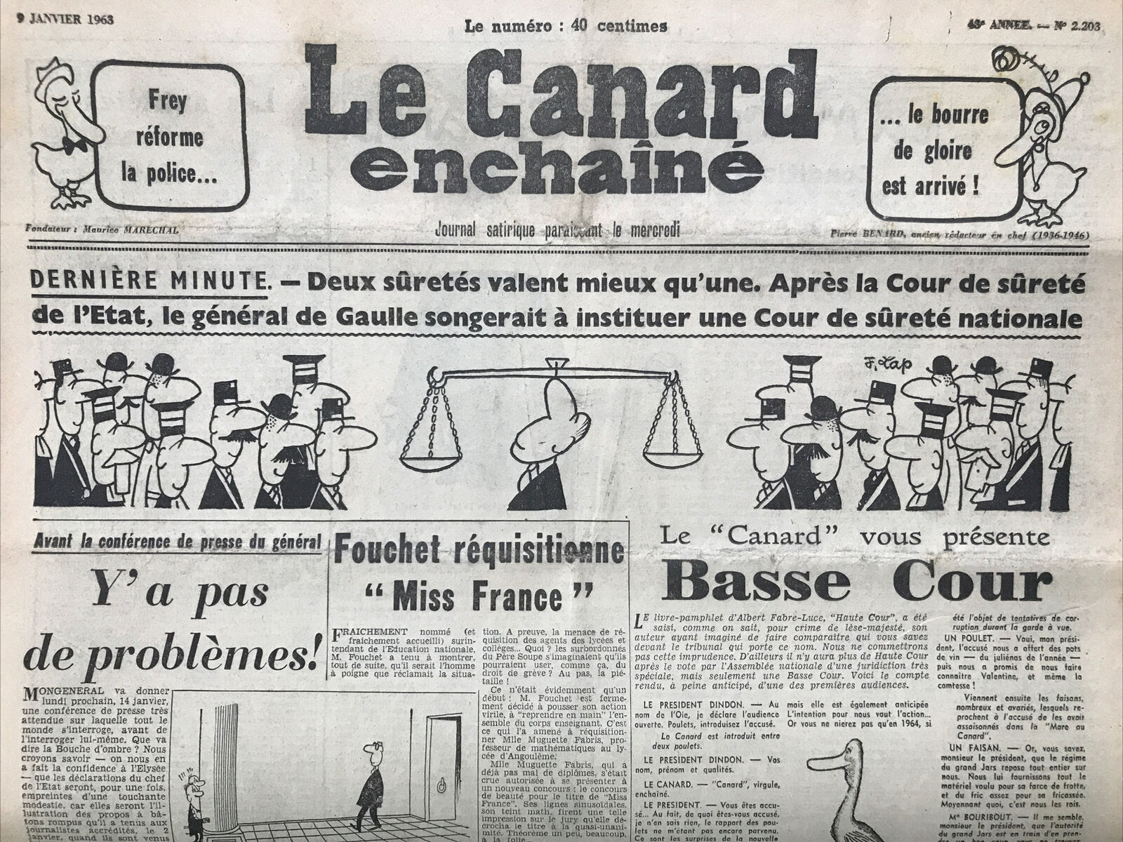 Couac ! | Acheter un Canard | Vente d'Anciens Journaux du Canard Enchaîné. Des Journaux Satiriques de Collection, Historiques & Authentiques de 1916 à 2004 ! | 2203