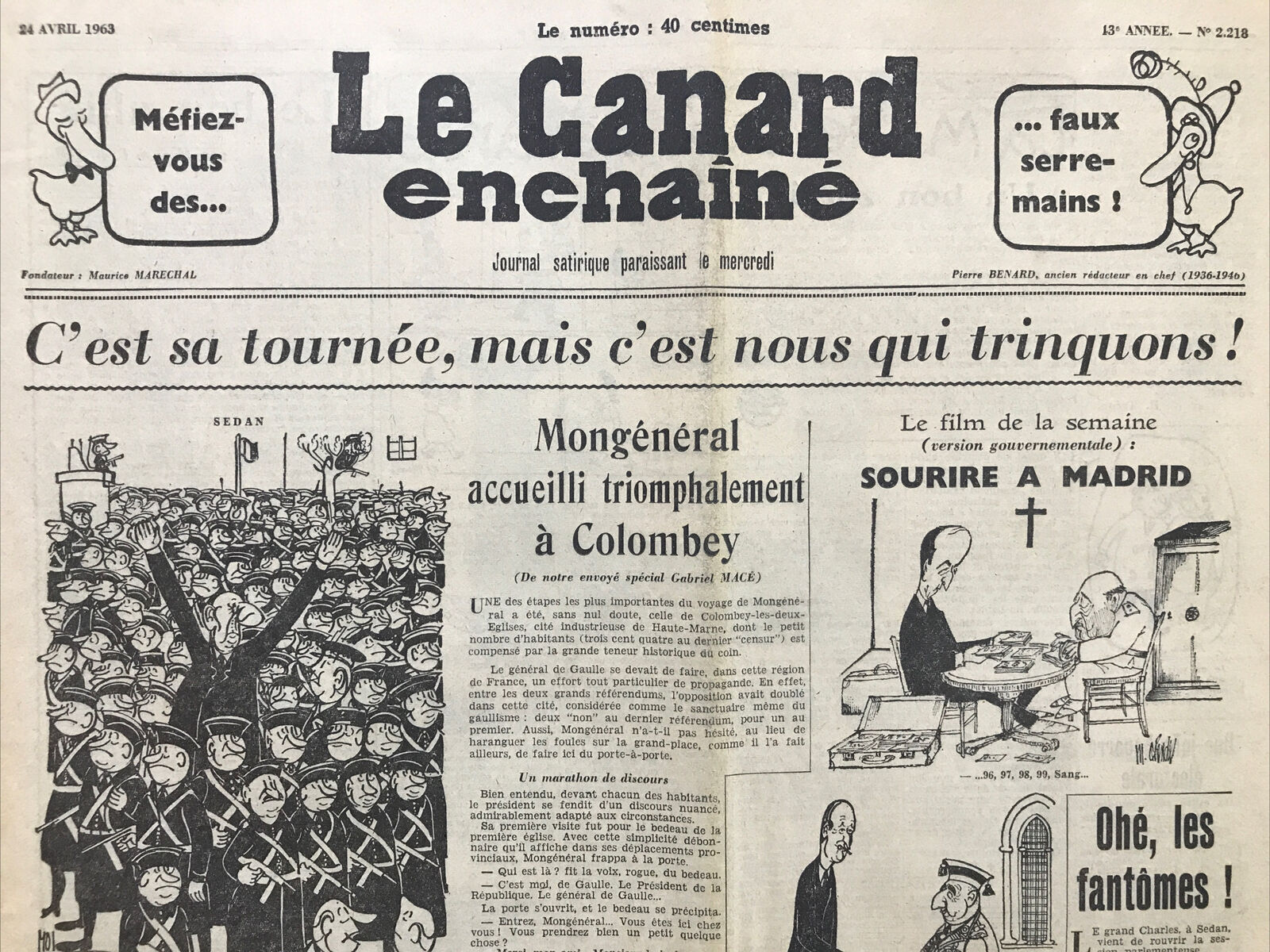 Couac ! | Acheter un Canard | Vente d'Anciens Journaux du Canard Enchaîné. Des Journaux Satiriques de Collection, Historiques & Authentiques de 1916 à 2004 ! | 2218