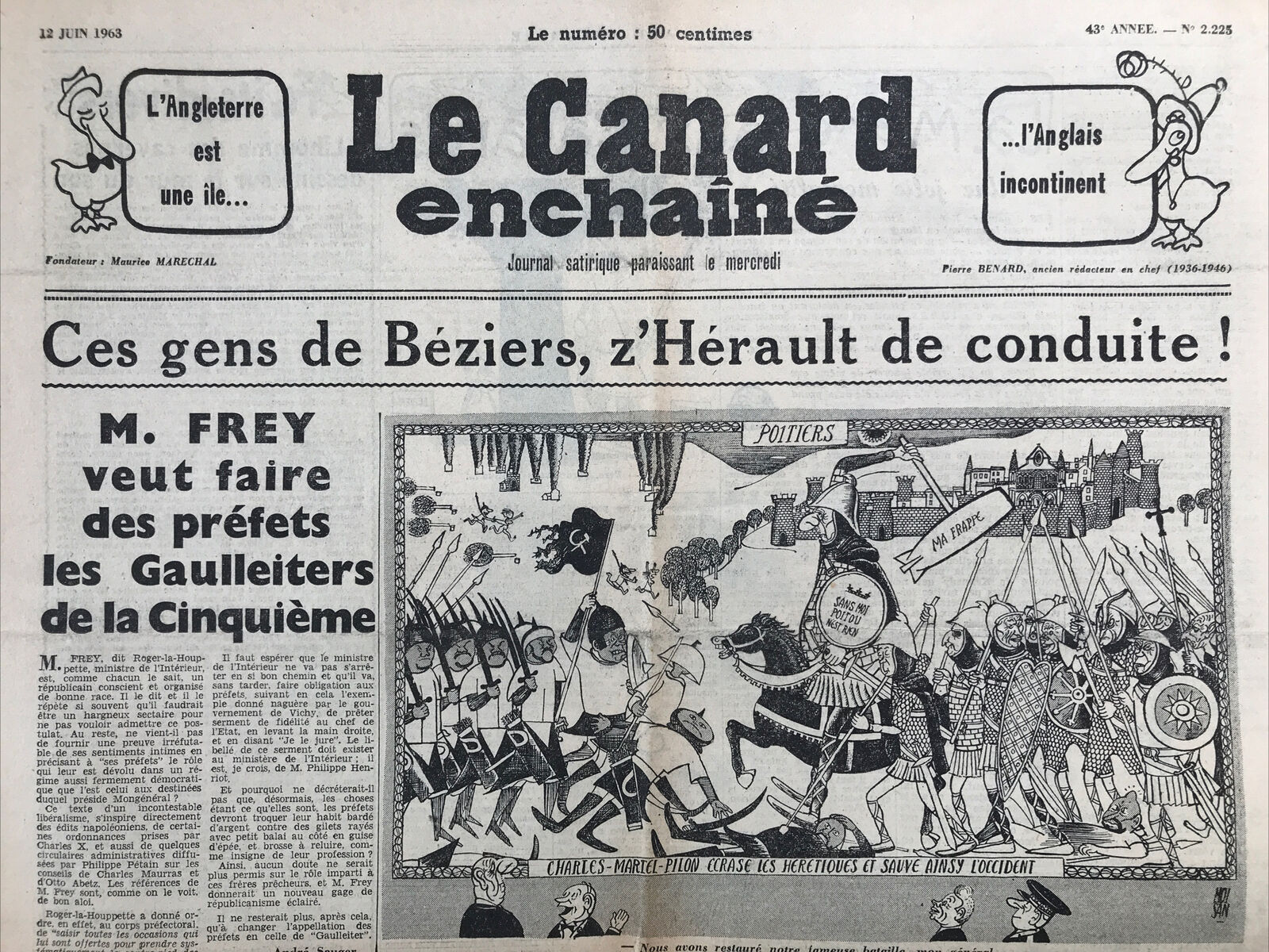 Couac ! | Acheter un Canard | Vente d'Anciens Journaux du Canard Enchaîné. Des Journaux Satiriques de Collection, Historiques & Authentiques de 1916 à 2004 ! | 2225