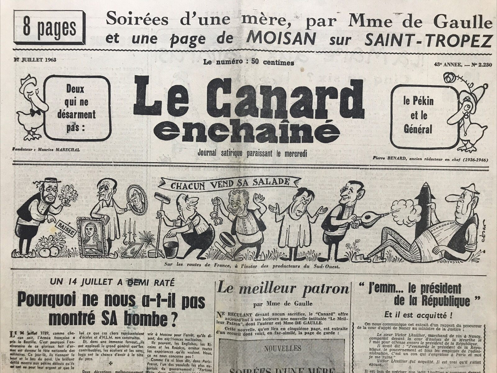 Couac ! | Acheter un Canard | Vente d'Anciens Journaux du Canard Enchaîné. Des Journaux Satiriques de Collection, Historiques & Authentiques de 1916 à 2004 ! | 2230