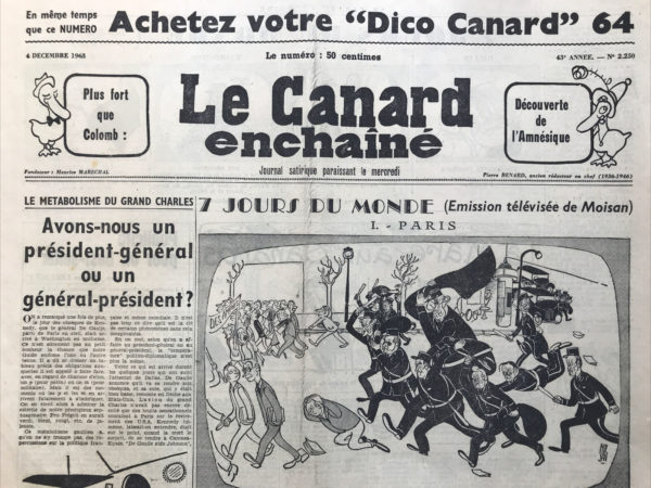 Couac ! | N° 2250 du Canard Enchaîné - 4 Décembre 1963 | PUBLICITE POUR UN BEST SELLER/PAR MORVAN LEBESQUE/"MEMOIRES DE JACK RUBY"-CINEMA: "LES TONTONS FLINGUEURS" NE VOLENT PAS LES SPECTATEURS-CINEMA: CRITIQUE POUR "LES ENFANTS DU CAPITAINE GRANT"- DESSIN DE CESAR "AMENAGEMENT DU TERRITOIRE PROJET DE TRANSFORMATION DU QUARTIER LATIN"-SUR LE CHEMIN DE DALLAS/KENNEDY. | 2250