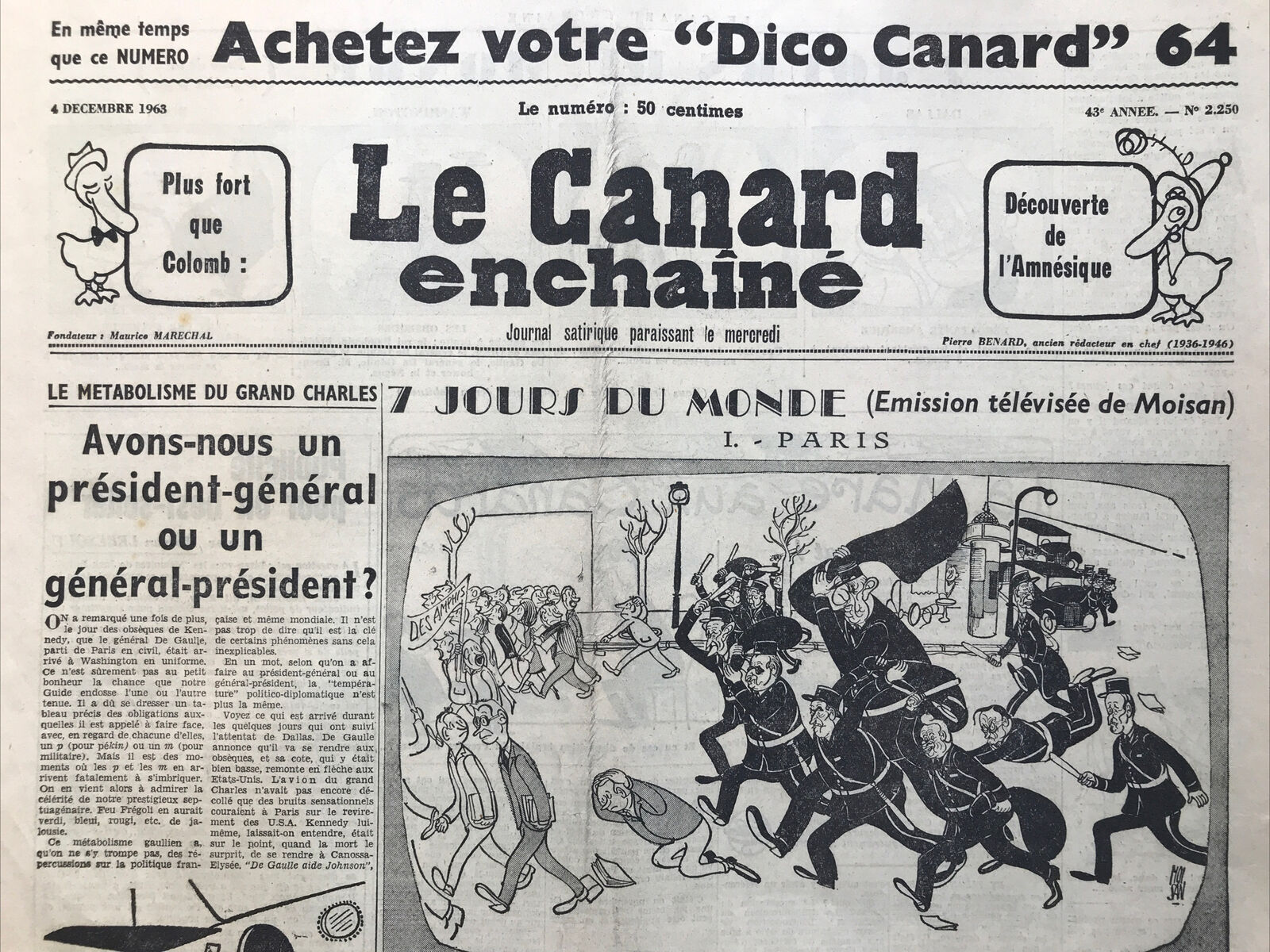 Couac ! | Acheter un Canard | Vente d'Anciens Journaux du Canard Enchaîné. Des Journaux Satiriques de Collection, Historiques & Authentiques de 1916 à 2004 ! | 2250