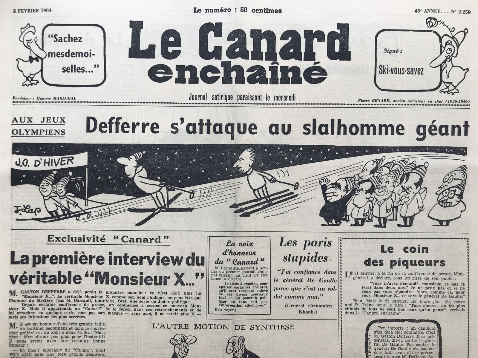 Couac ! | Acheter un Canard | Vente d'Anciens Journaux du Canard Enchaîné. Des Journaux Satiriques de Collection, Historiques & Authentiques de 1916 à 2004 ! | 2259