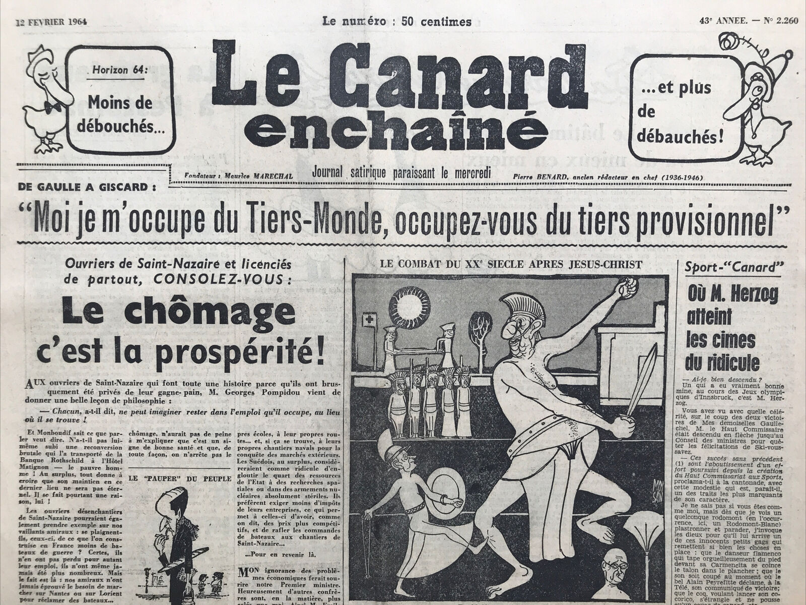 Couac ! | Acheter un Canard | Vente d'Anciens Journaux du Canard Enchaîné. Des Journaux Satiriques de Collection, Historiques & Authentiques de 1916 à 2004 ! | 2260