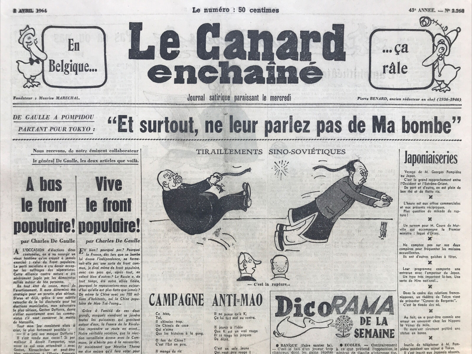 Couac ! | Acheter un Canard | Vente d'Anciens Journaux du Canard Enchaîné. Des Journaux Satiriques de Collection, Historiques & Authentiques de 1916 à 2004 ! | 2268