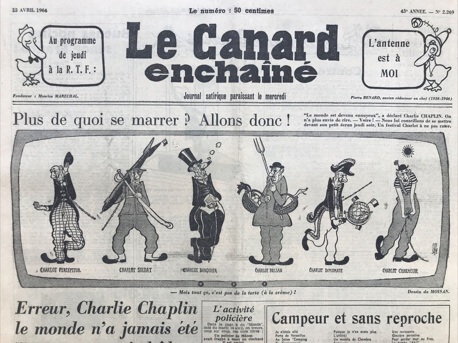 Couac ! | Acheter un Canard | Vente d'Anciens Journaux du Canard Enchaîné. Des Journaux Satiriques de Collection, Historiques & Authentiques de 1916 à 2004 ! | 2269