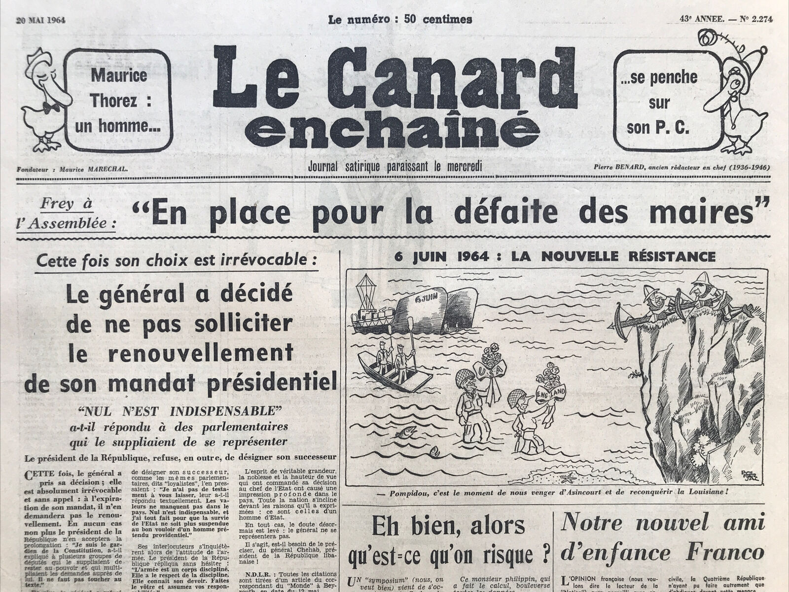 Couac ! | Acheter un Canard | Vente d'Anciens Journaux du Canard Enchaîné. Des Journaux Satiriques de Collection, Historiques & Authentiques de 1916 à 2004 ! | 2274