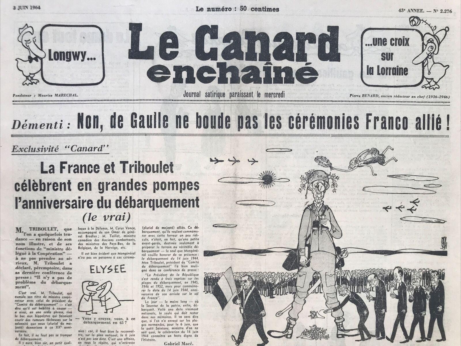 Couac ! | Acheter un Canard | Vente d'Anciens Journaux du Canard Enchaîné. Des Journaux Satiriques de Collection, Historiques & Authentiques de 1916 à 2004 ! | 2276