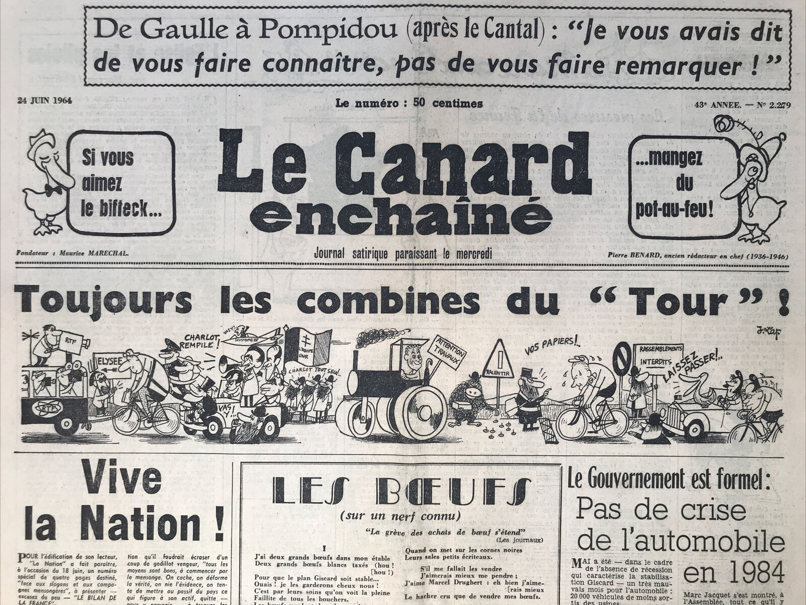 Couac ! | Acheter un Canard | Vente d'Anciens Journaux du Canard Enchaîné. Des Journaux Satiriques de Collection, Historiques & Authentiques de 1916 à 2004 ! | 2279