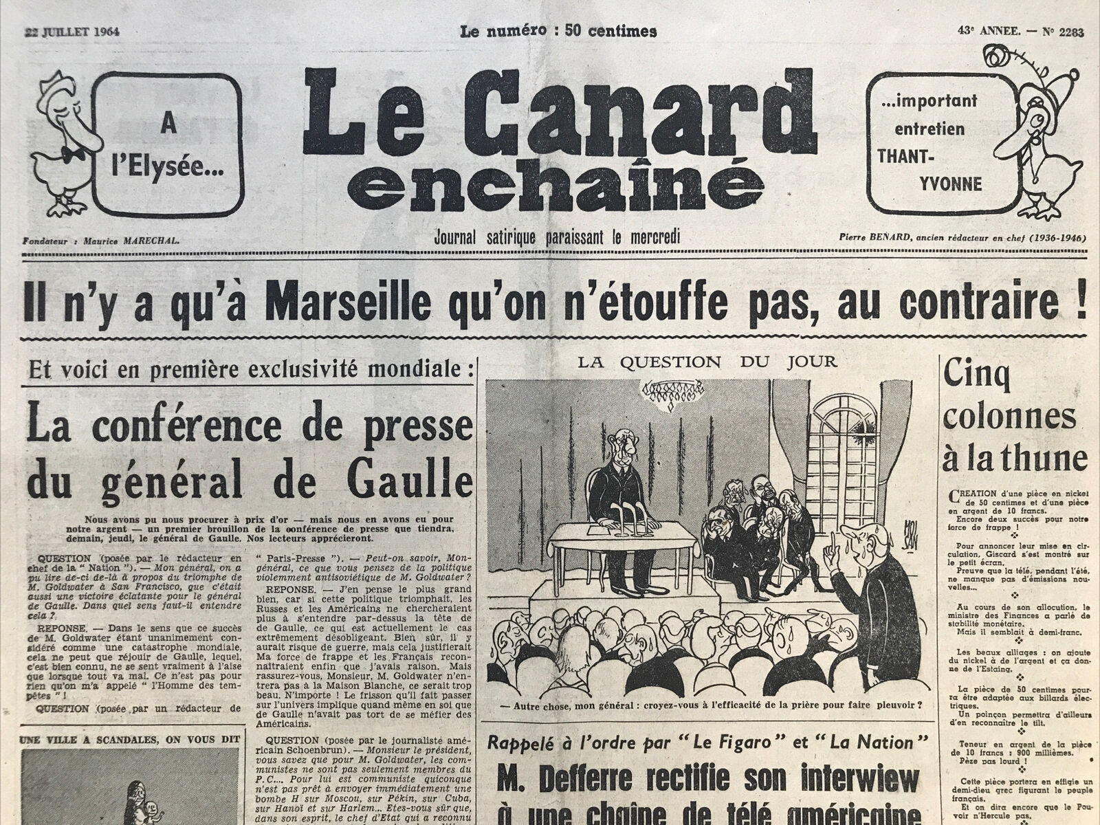 Couac ! | Acheter un Canard | Vente d'Anciens Journaux du Canard Enchaîné. Des Journaux Satiriques de Collection, Historiques & Authentiques de 1916 à 2004 ! | 2283