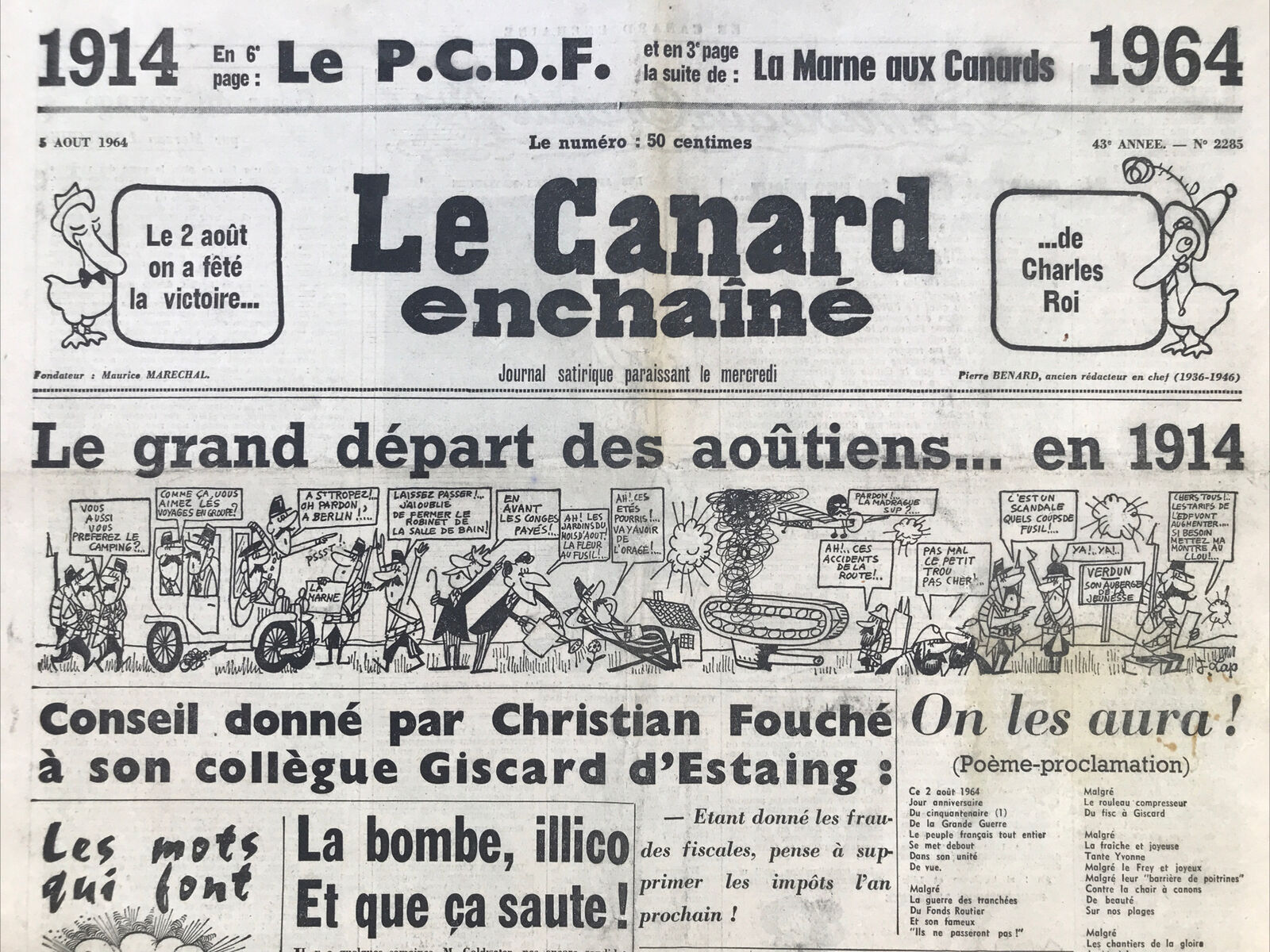 Couac ! | Acheter un Canard | Vente d'Anciens Journaux du Canard Enchaîné. Des Journaux Satiriques de Collection, Historiques & Authentiques de 1916 à 2004 ! | 2285