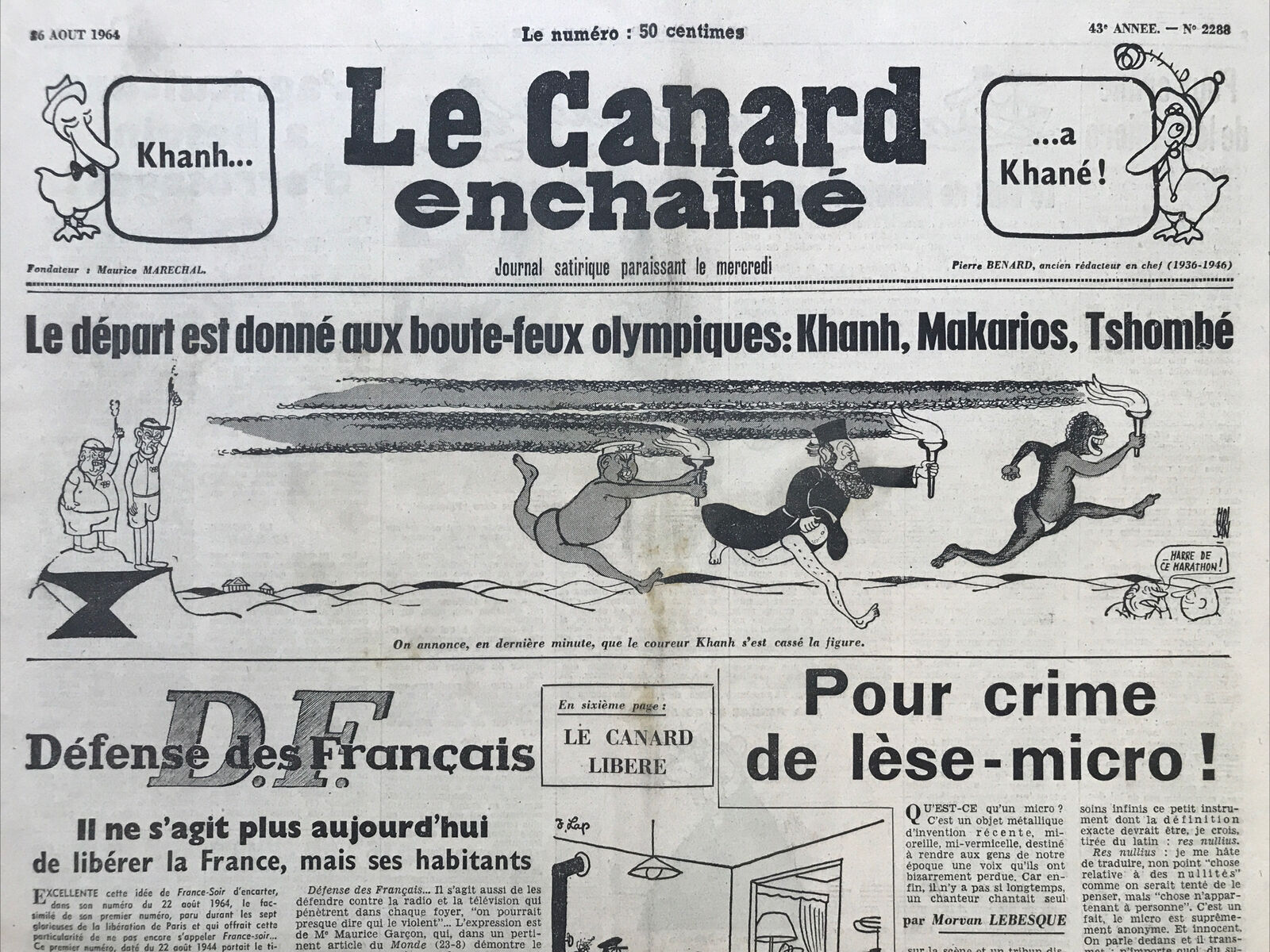 Couac ! | Acheter un Canard | Vente d'Anciens Journaux du Canard Enchaîné. Des Journaux Satiriques de Collection, Historiques & Authentiques de 1916 à 2004 ! | 2288