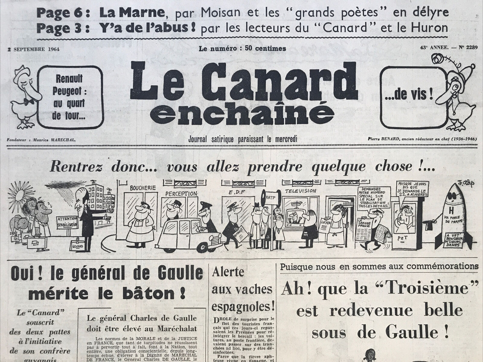 Couac ! | Acheter un Canard | Vente d'Anciens Journaux du Canard Enchaîné. Des Journaux Satiriques de Collection, Historiques & Authentiques de 1916 à 2004 ! | 2289