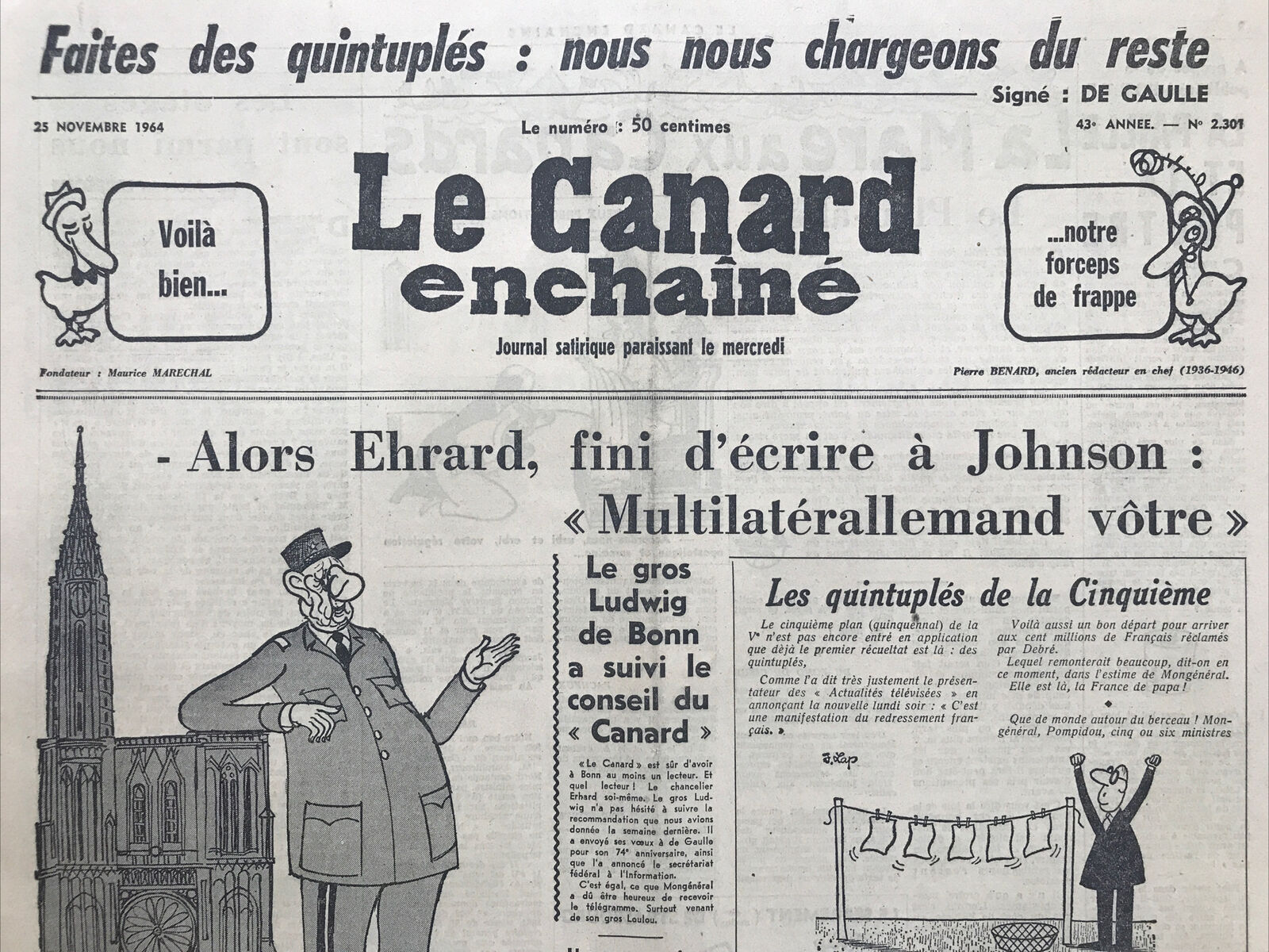 Couac ! | Acheter un Canard | Vente d'Anciens Journaux du Canard Enchaîné. Des Journaux Satiriques de Collection, Historiques & Authentiques de 1916 à 2004 ! | 2301