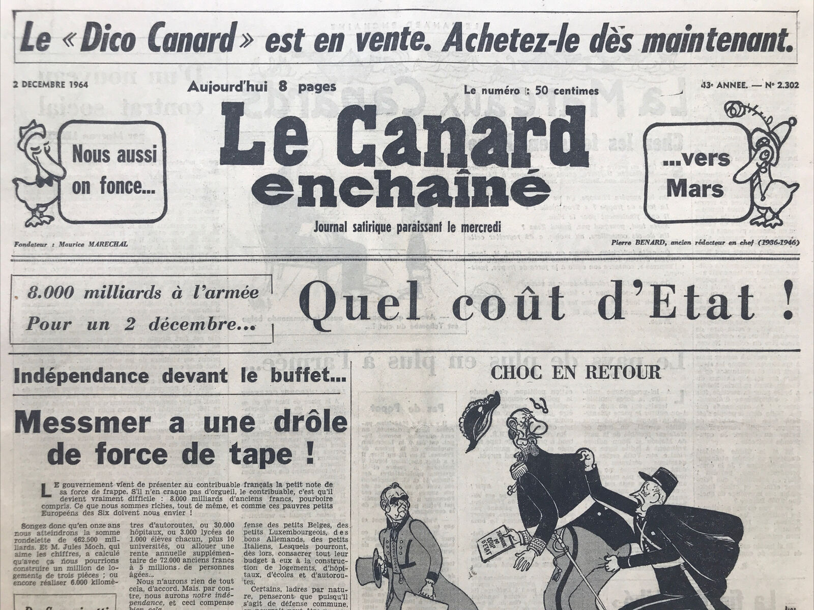 Couac ! | Acheter un Canard | Vente d'Anciens Journaux du Canard Enchaîné. Des Journaux Satiriques de Collection, Historiques & Authentiques de 1916 à 2004 ! | 2302