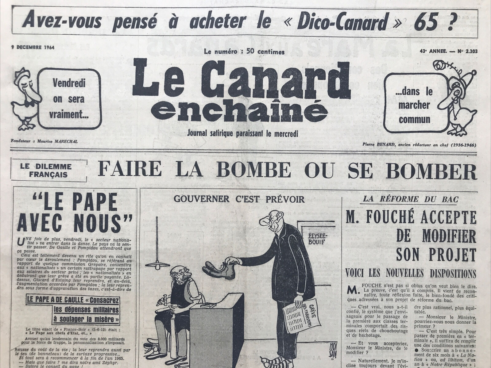 Couac ! | Acheter un Canard | Vente d'Anciens Journaux du Canard Enchaîné. Des Journaux Satiriques de Collection, Historiques & Authentiques de 1916 à 2004 ! | 2303