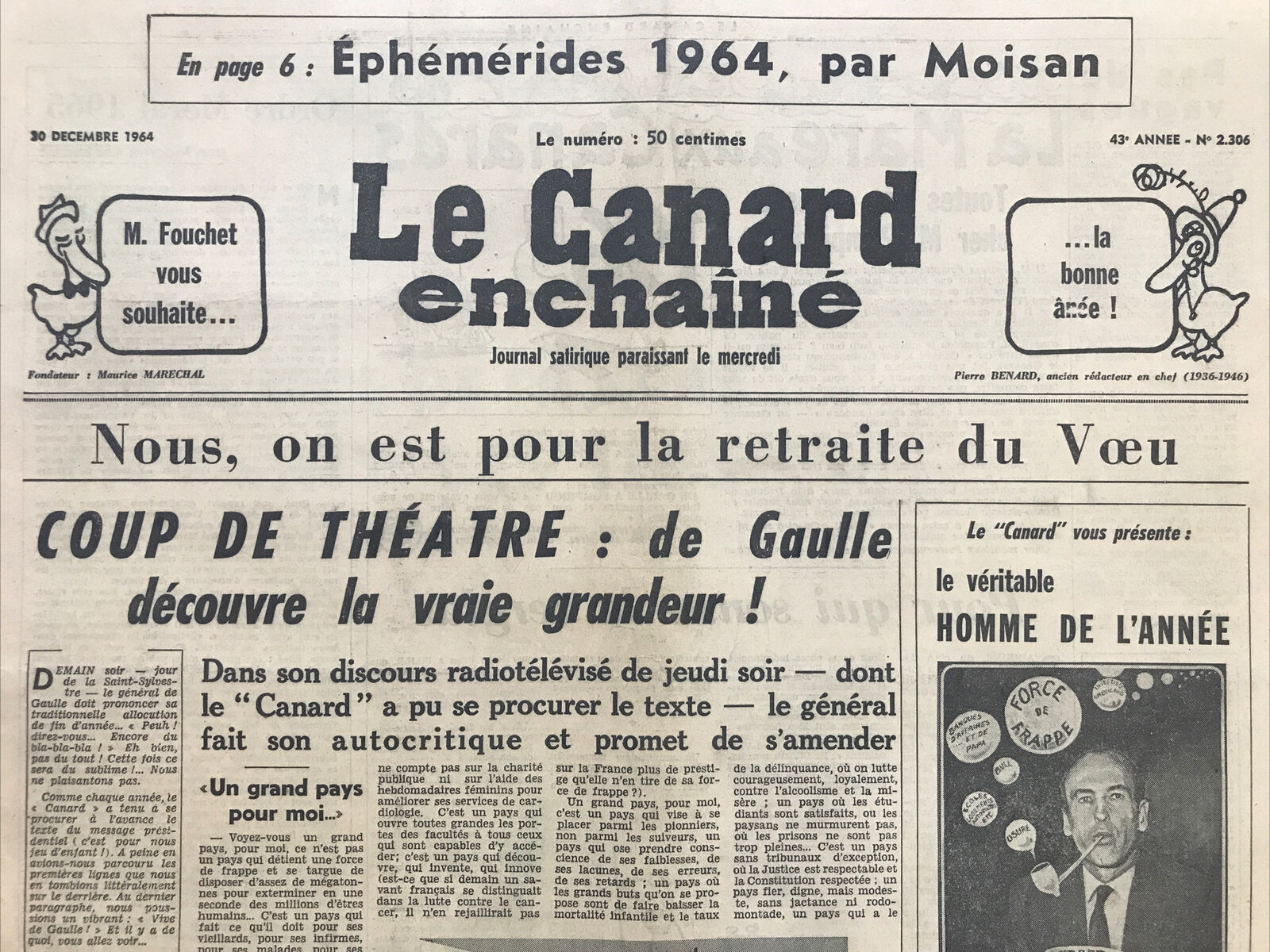 Couac ! | Acheter un Canard | Vente d'Anciens Journaux du Canard Enchaîné. Des Journaux Satiriques de Collection, Historiques & Authentiques de 1916 à 2004 ! | 2306