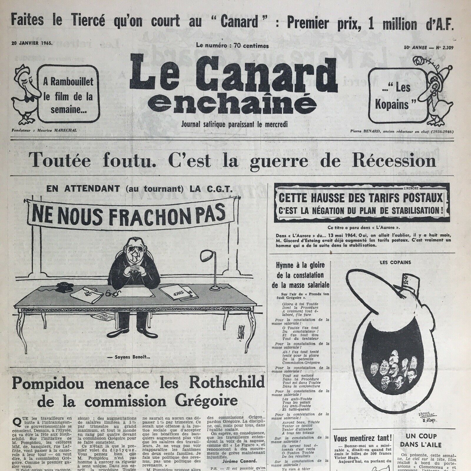 Couac ! | Acheter un Canard | Vente d'Anciens Journaux du Canard Enchaîné. Des Journaux Satiriques de Collection, Historiques & Authentiques de 1916 à 2004 ! | 2309