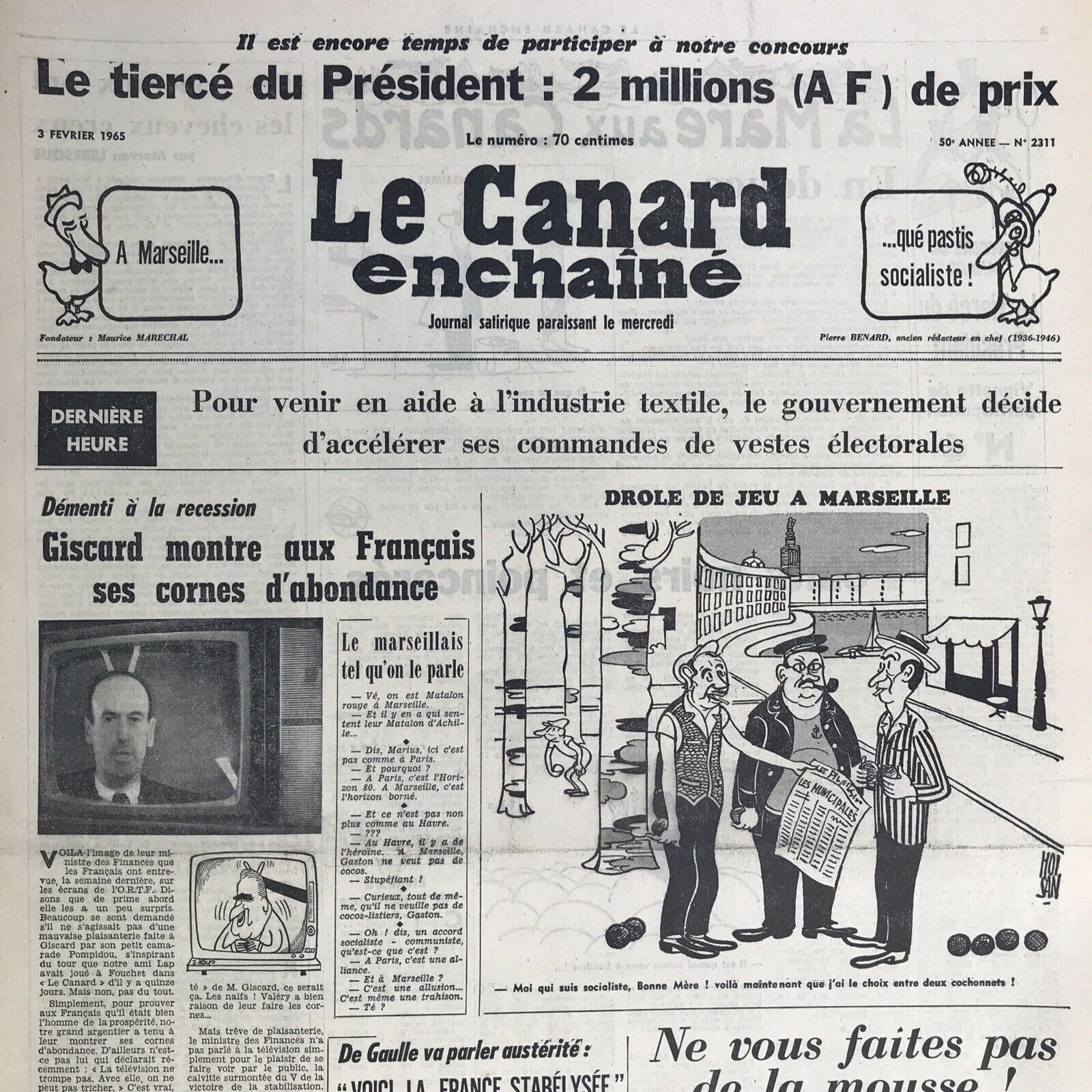 Couac ! | Acheter un Canard | Vente d'Anciens Journaux du Canard Enchaîné. Des Journaux Satiriques de Collection, Historiques & Authentiques de 1916 à 2004 ! | 2311