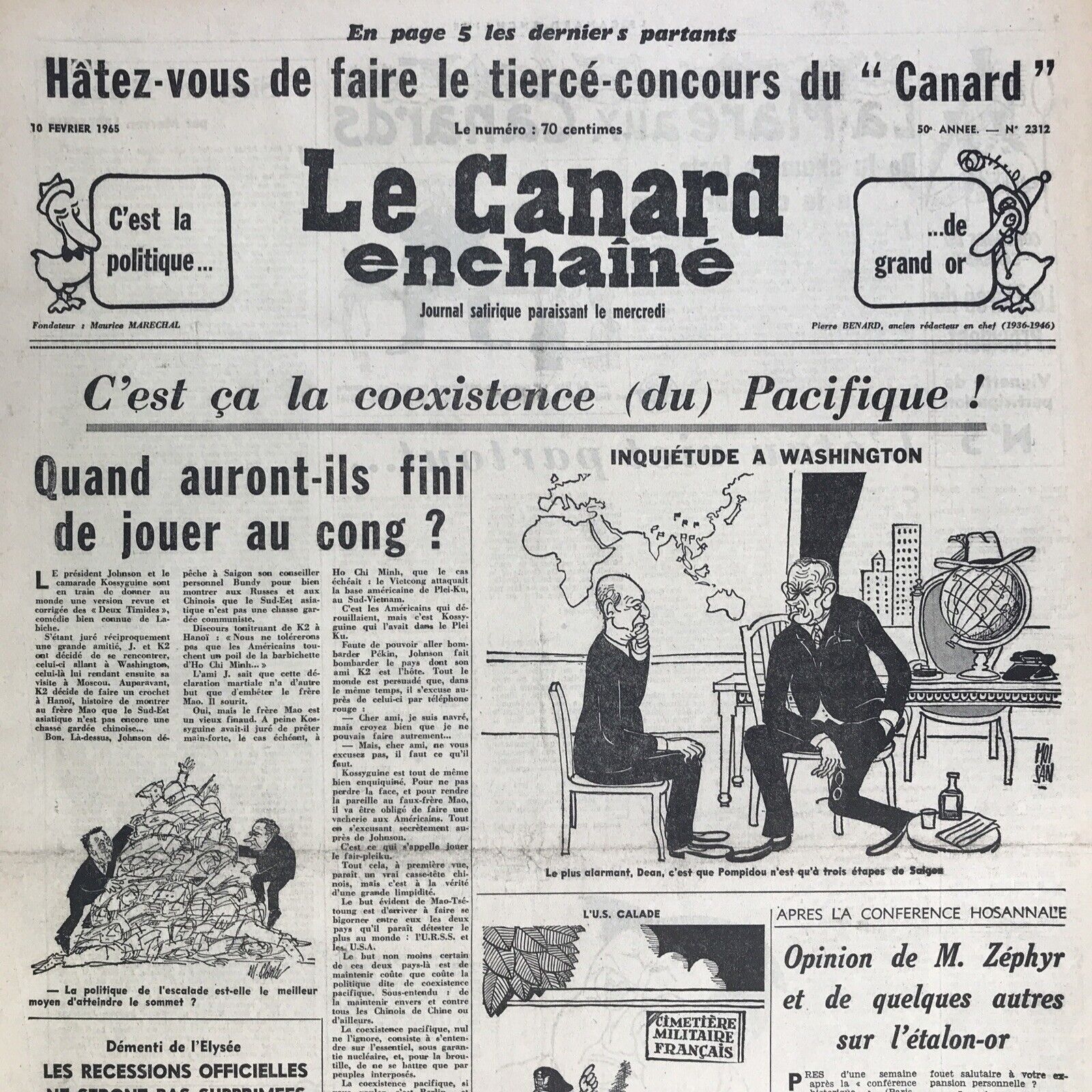 Couac ! | Acheter un Canard | Vente d'Anciens Journaux du Canard Enchaîné. Des Journaux Satiriques de Collection, Historiques & Authentiques de 1916 à 2004 ! | 2312