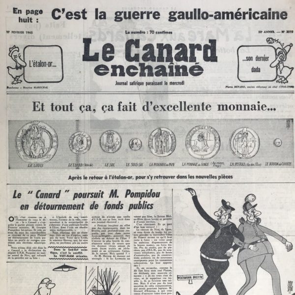 Couac ! | N° 2313 du Canard Enchaîné - 17 Février 1965 | Nos Exemplaires du Canard Enchaîné sont archivés dans de bonnes conditions de conservation (obscurité, hygrométrie maitrisée et faible température), ce qui s'avère indispensable pour des journaux anciens. | 2313