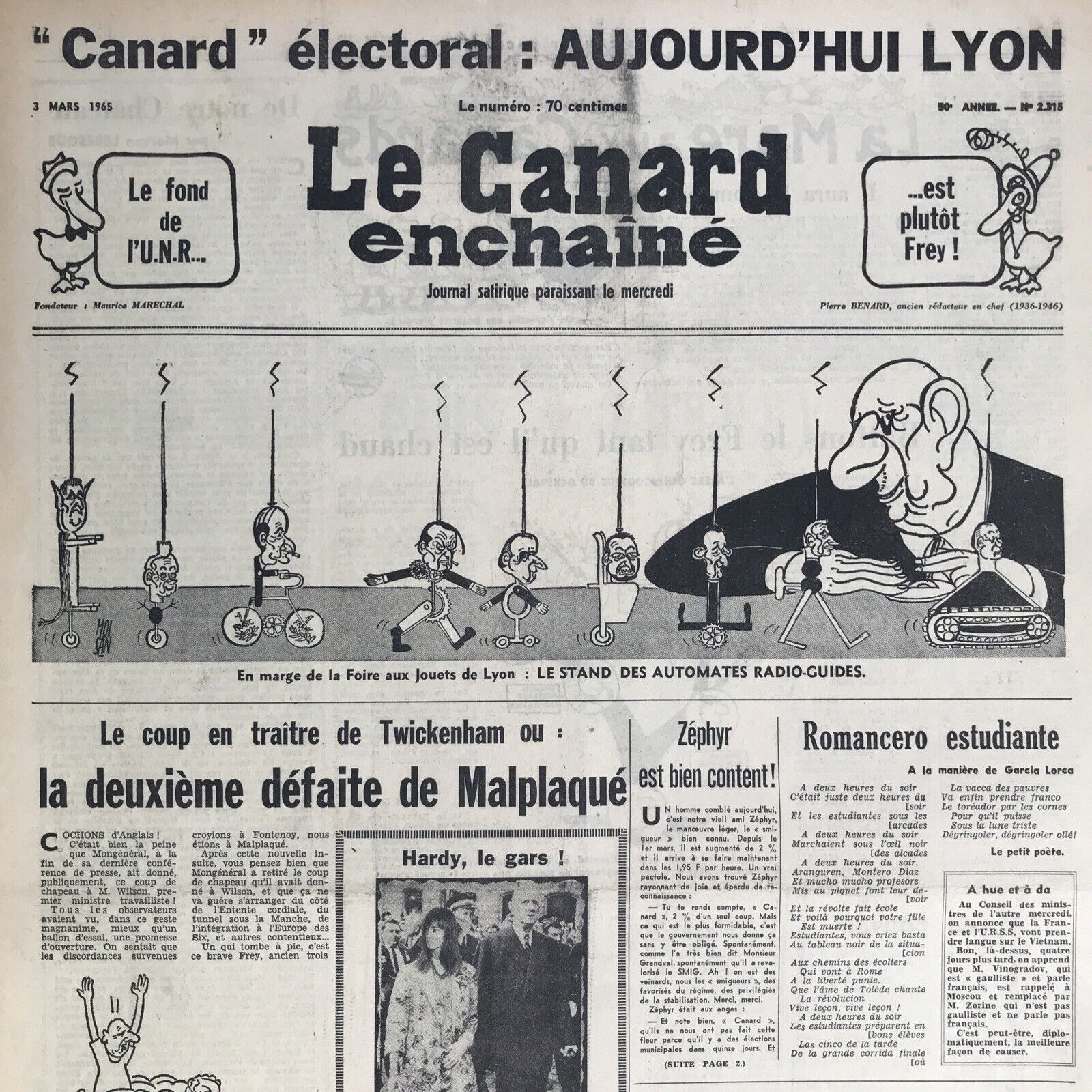 Couac ! | Acheter un Canard | Vente d'Anciens Journaux du Canard Enchaîné. Des Journaux Satiriques de Collection, Historiques & Authentiques de 1916 à 2004 ! | 2315