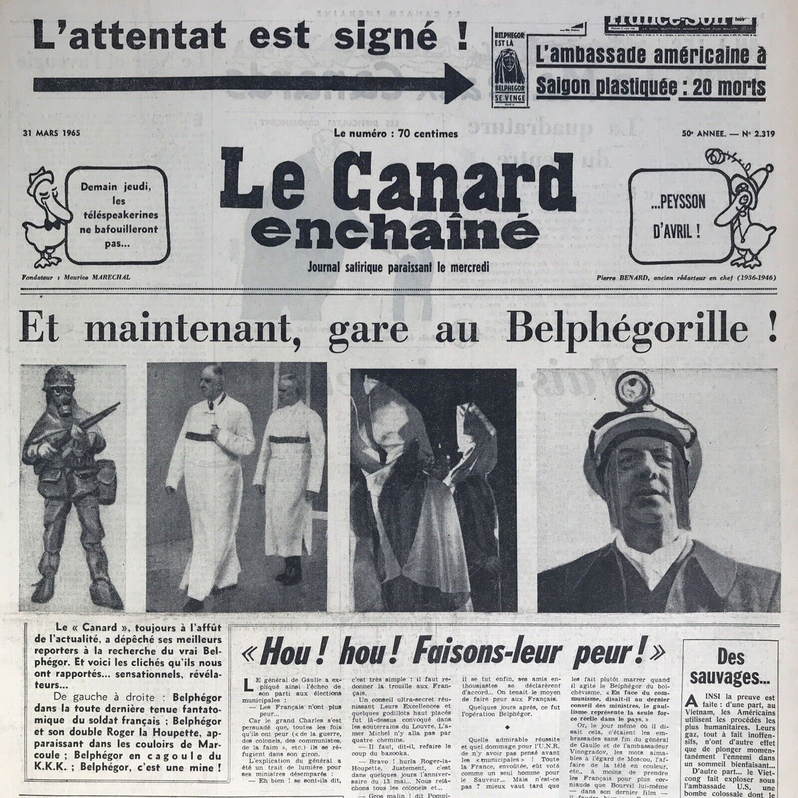 Couac ! | Acheter un Canard | Vente d'Anciens Journaux du Canard Enchaîné. Des Journaux Satiriques de Collection, Historiques & Authentiques de 1916 à 2004 ! | 2319