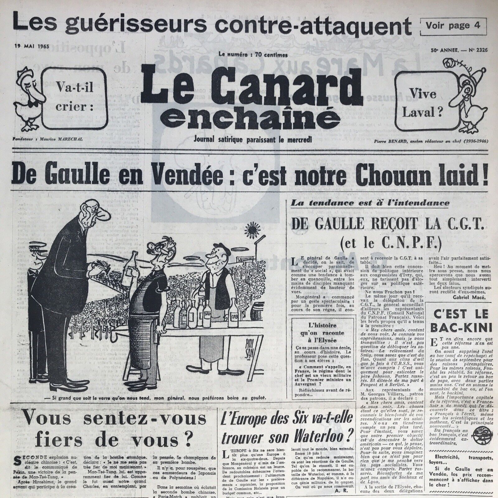 Couac ! | Acheter un Canard | Vente d'Anciens Journaux du Canard Enchaîné. Des Journaux Satiriques de Collection, Historiques & Authentiques de 1916 à 2004 ! | 2326